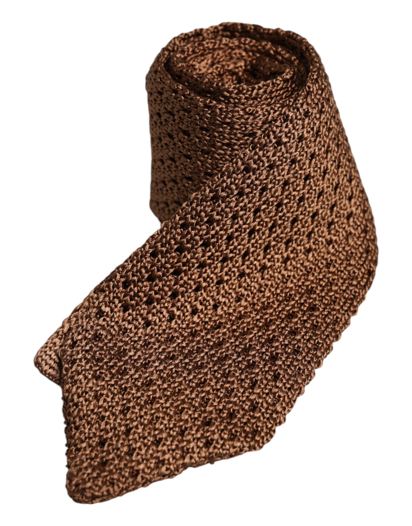 Dolce & Gabbana Brown 100% Silk Adjustable Necktie for Men - Elegant Accessory