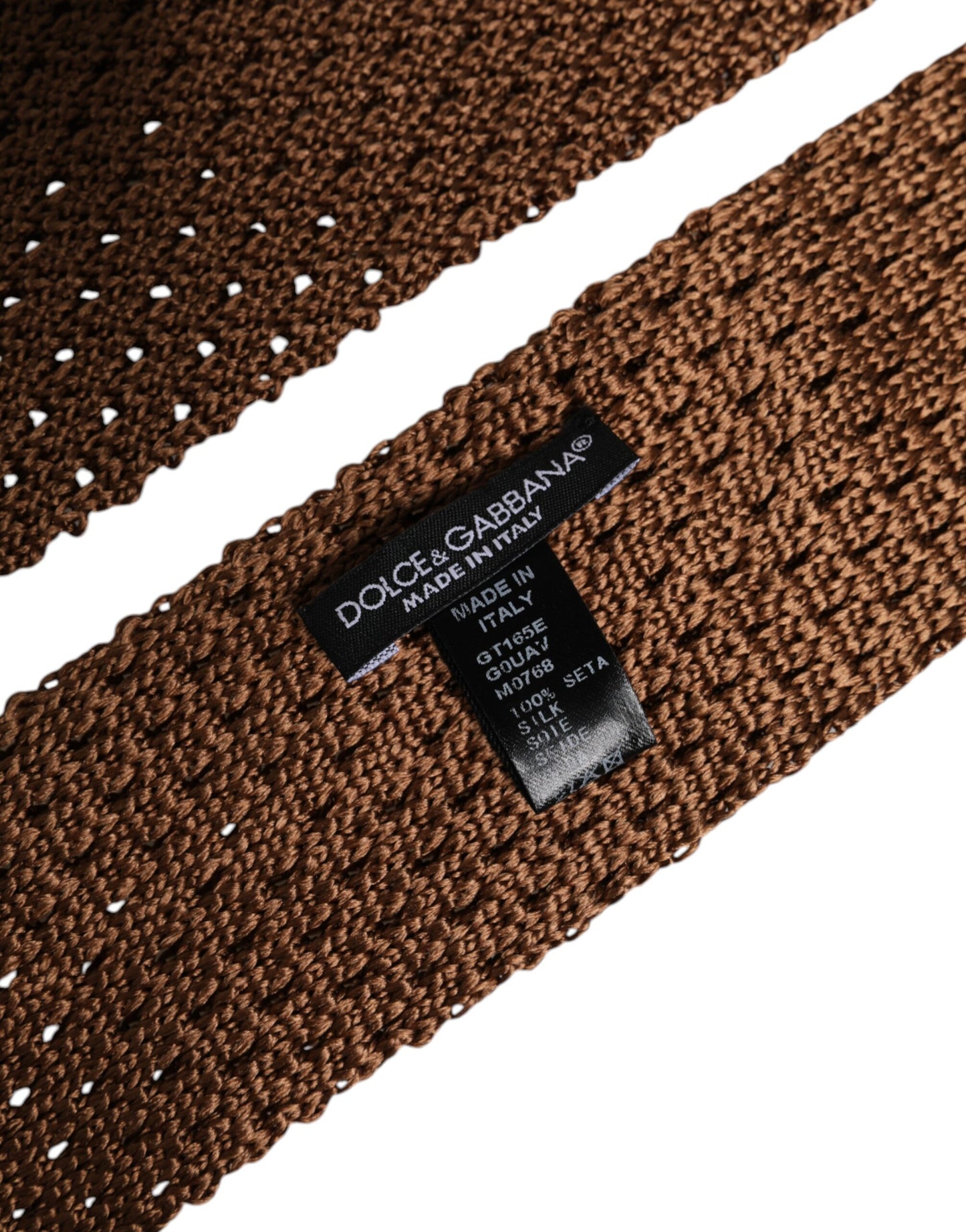 Dolce & Gabbana Brown 100% Silk Adjustable Necktie for Men - Elegant Accessory