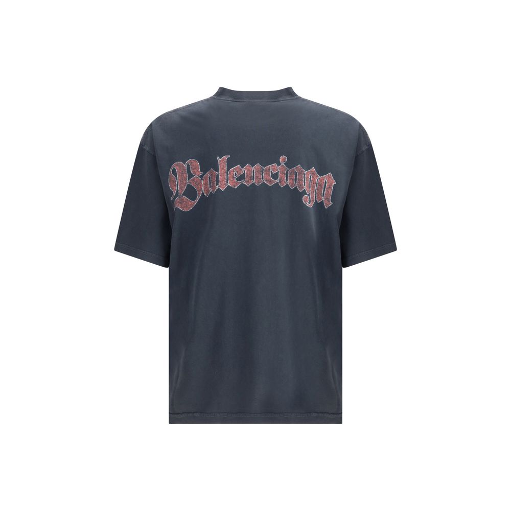Balenciaga Black Cotton Logo Print T-Shirt