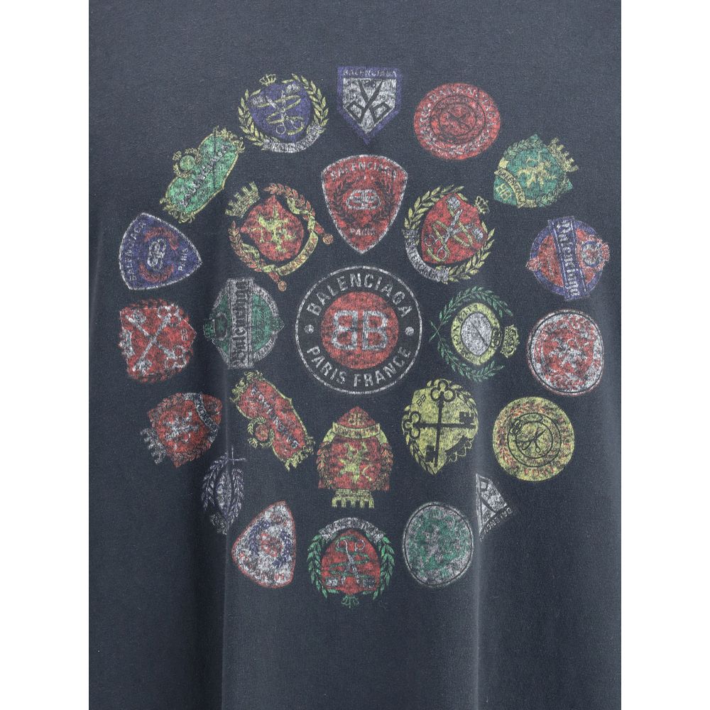 Balenciaga Black Cotton Logo Print T-Shirt