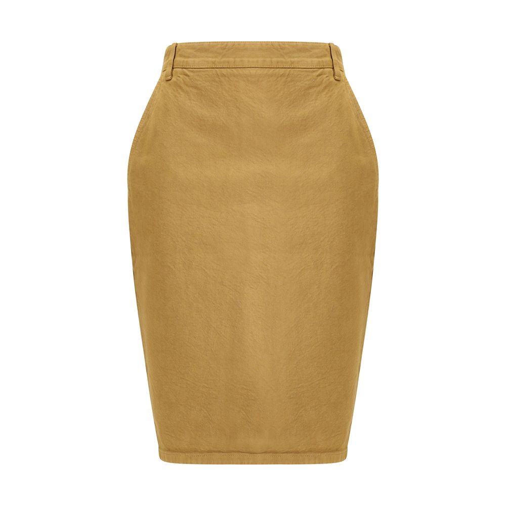 Saint Laurent Beige Denim Pencil Skirt: Effortless Elegance Redefined