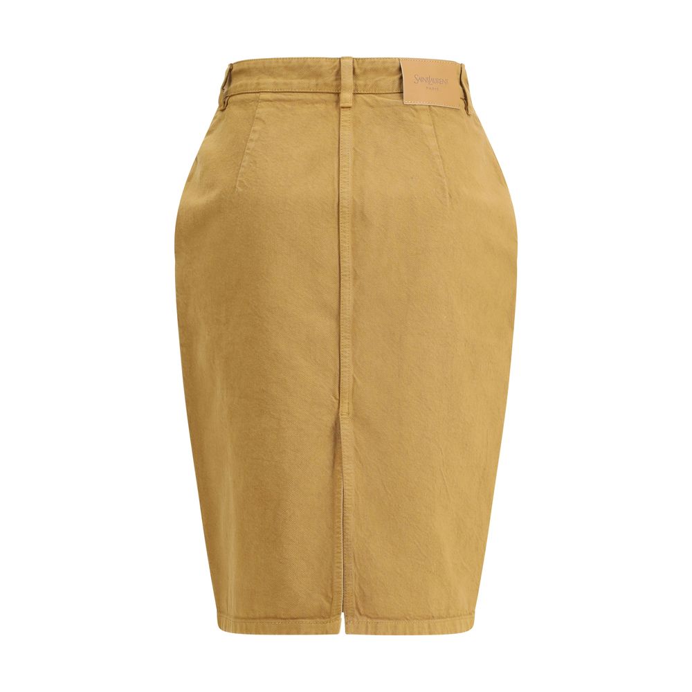 Saint Laurent Beige Denim Pencil Skirt: Effortless Elegance Redefined