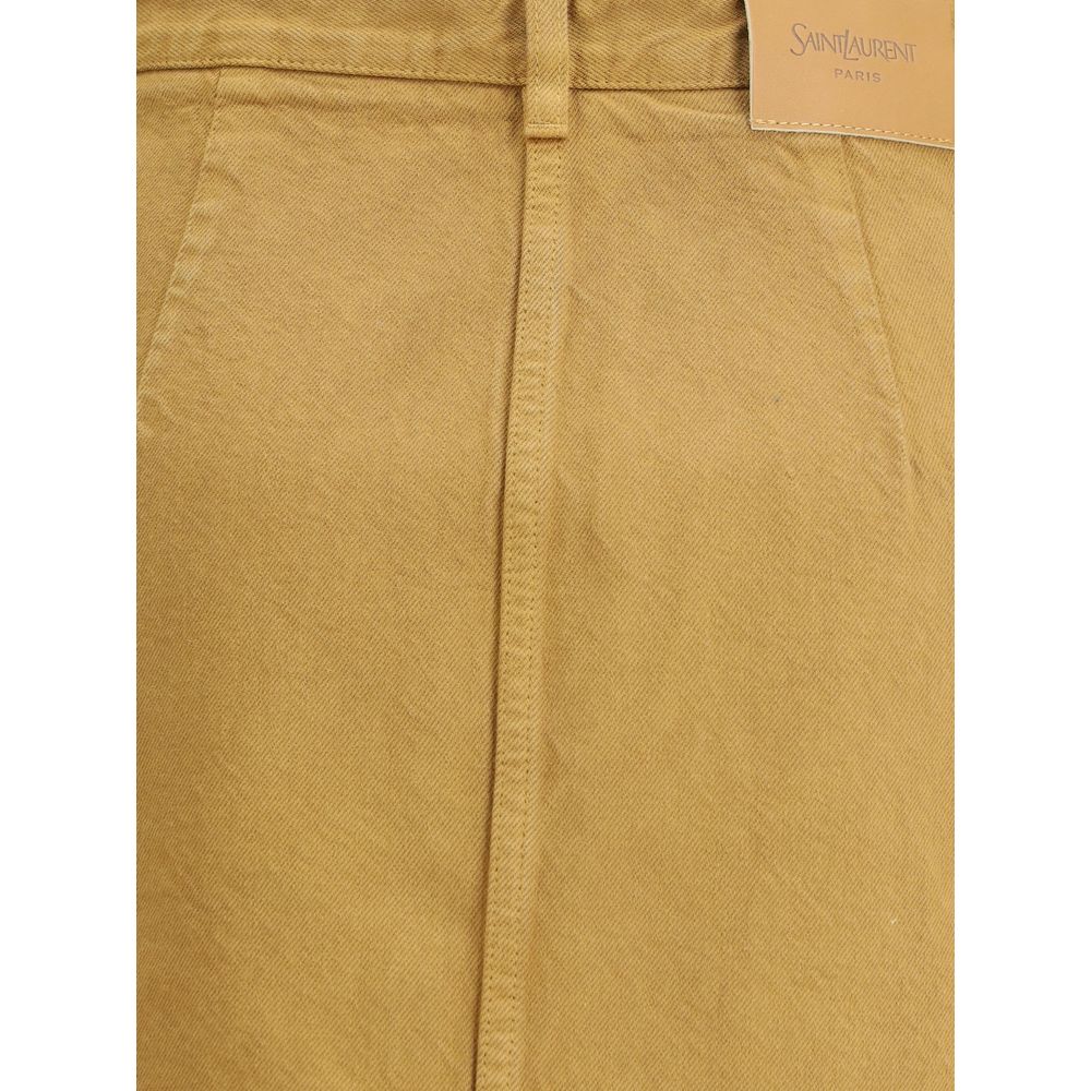 Saint Laurent Beige Denim Pencil Skirt: Effortless Elegance Redefined