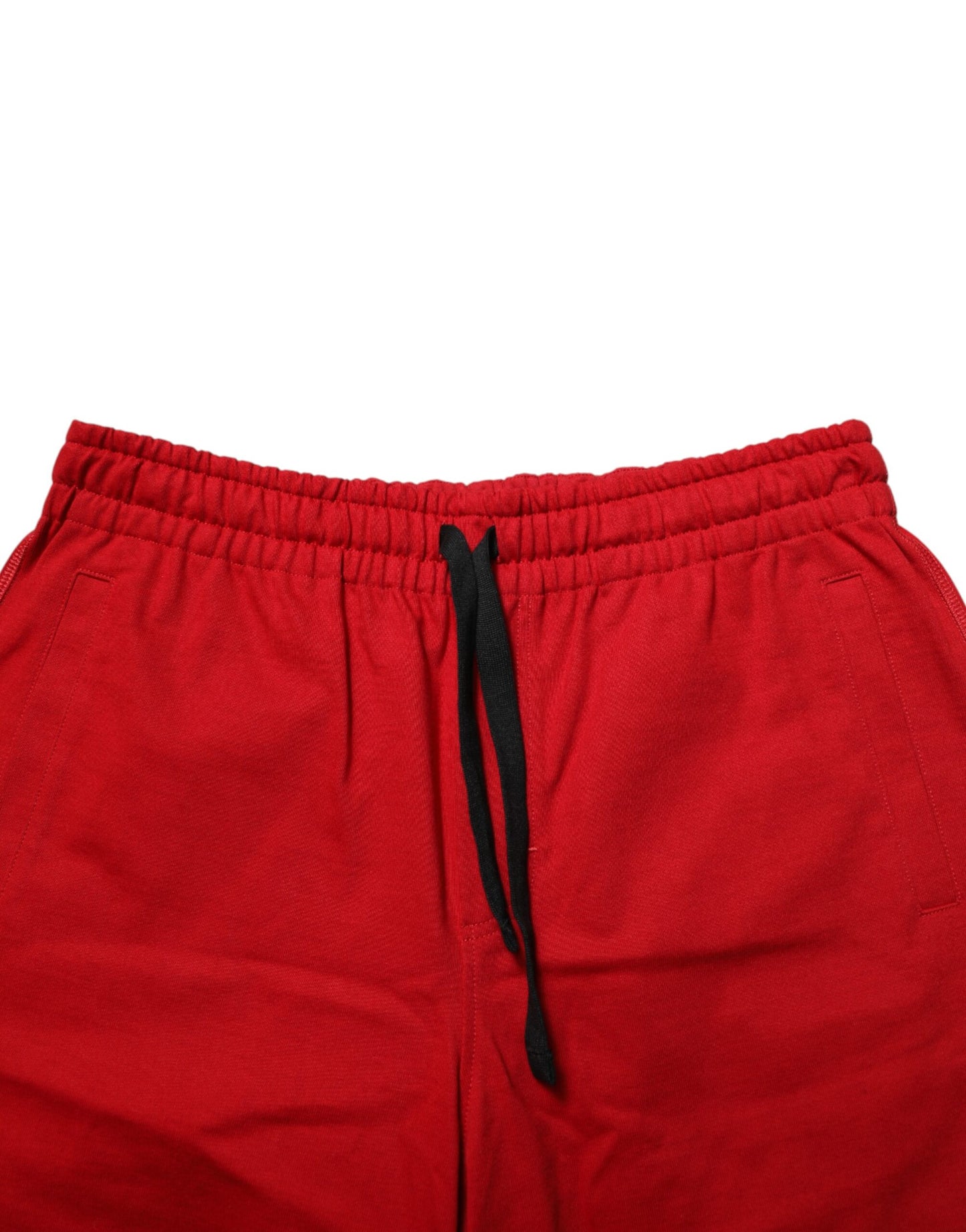 Dolce & Gabbana Red Cotton Mid-Waist Drawstring Bermuda Pants