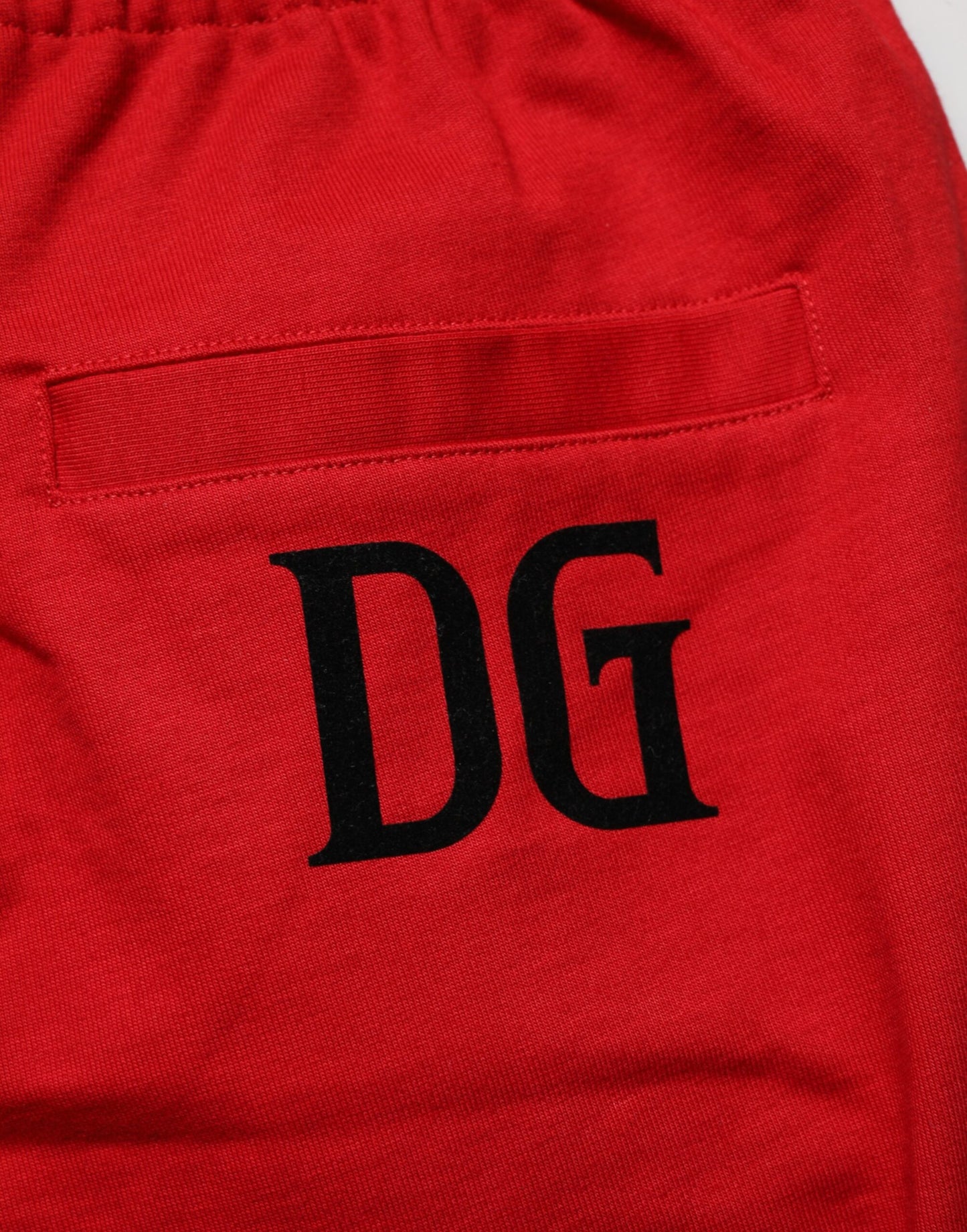 Dolce & Gabbana Red Cotton Mid-Waist Drawstring Bermuda Pants