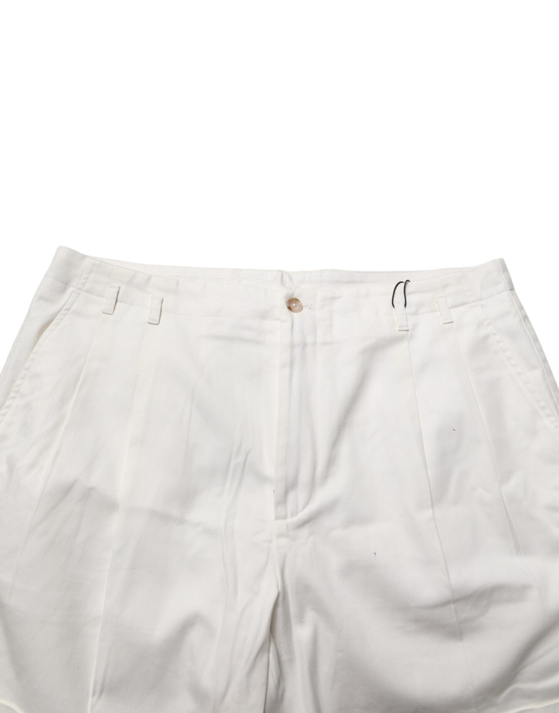 Dolce & Gabbana White Cotton Mid Waist Men Bermuda Shorts