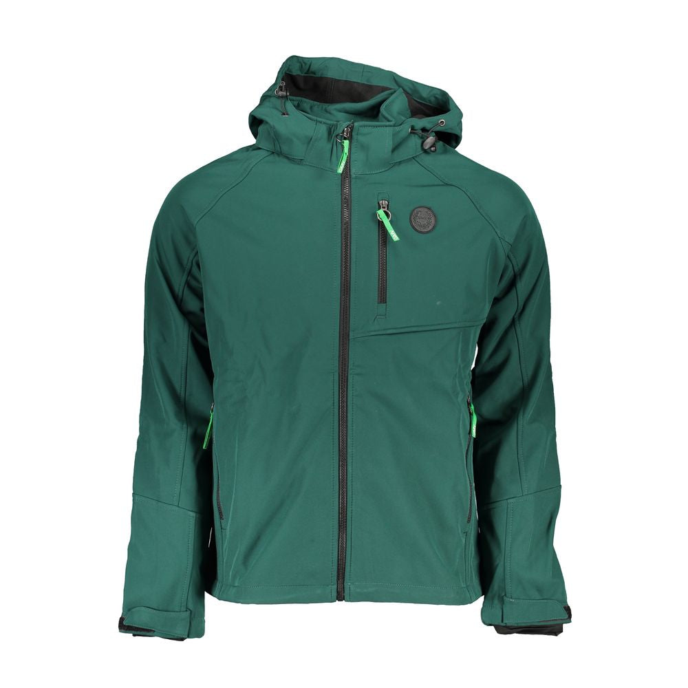 Gianmarco Venturi Green Polyester Soft Shell Hooded Jacket