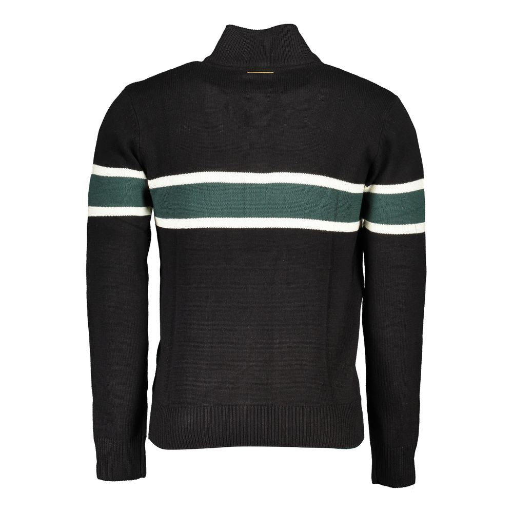 Gianmarco Venturi Black Cotton Sweater with Half Zip