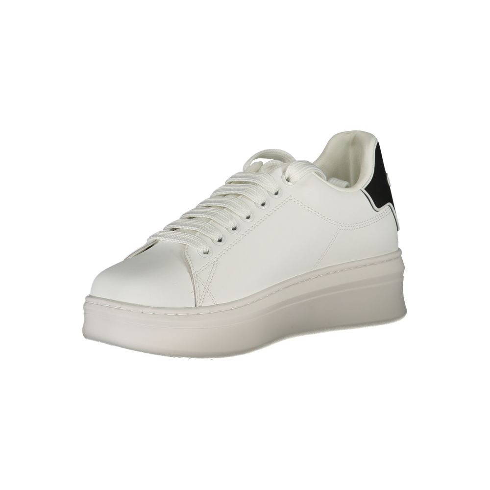 Gaelle Paris White Polyethylene Sneaker: Urban Boldness Meets Chic Comfort