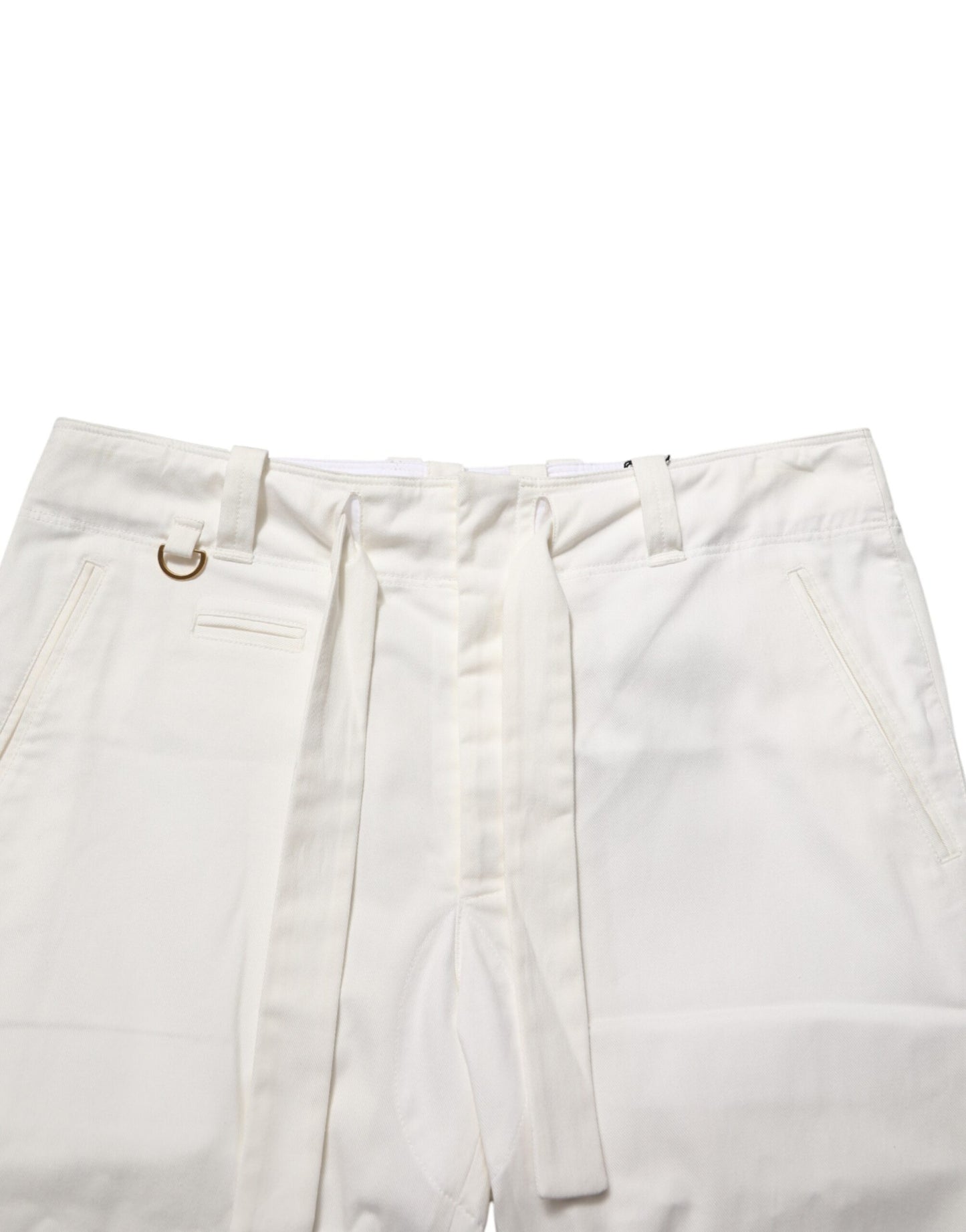 Dolce & Gabbana White Cotton Stretch Cropped Trouser Pants