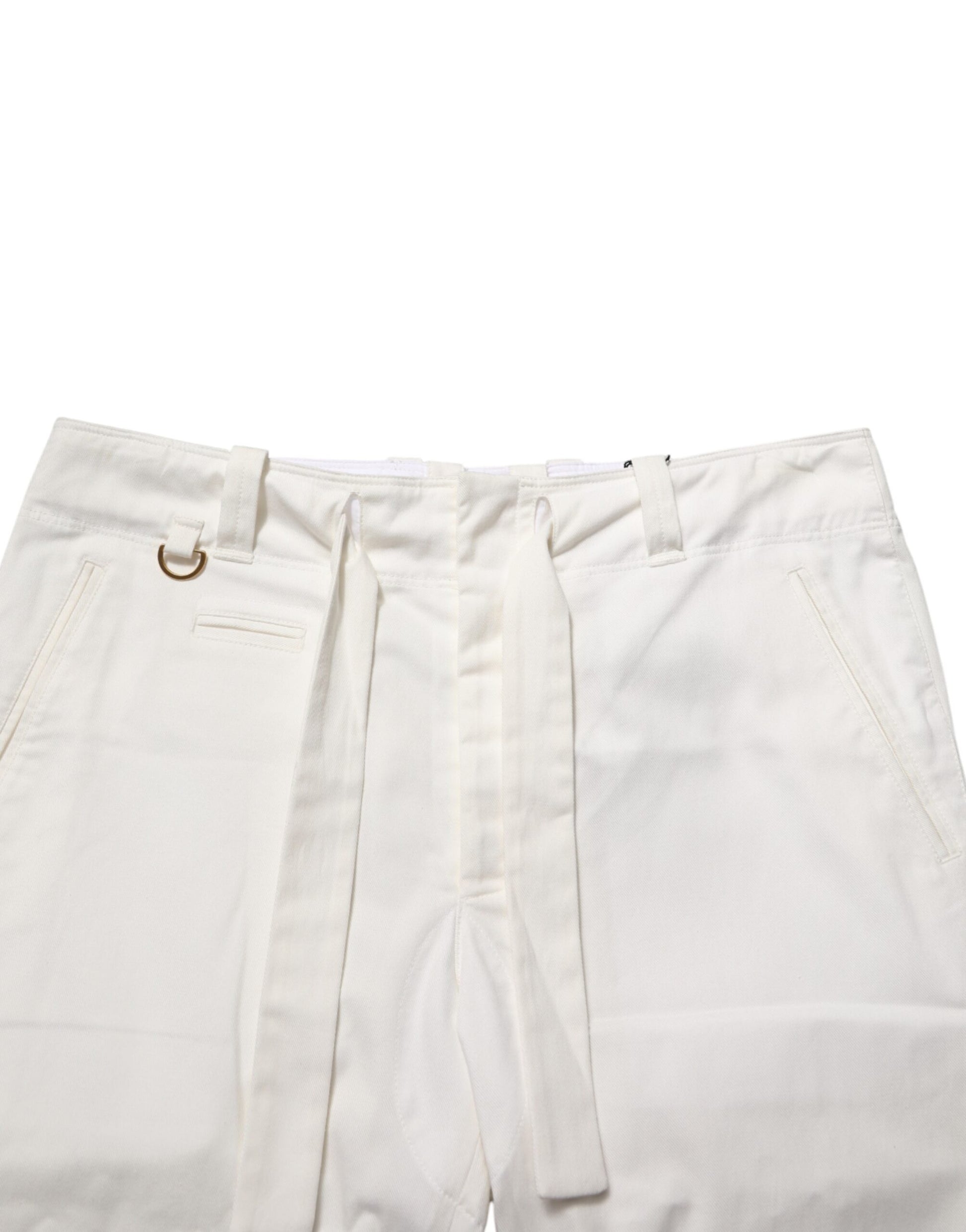 Dolce & Gabbana White Cotton Stretch Cropped Trouser Pants