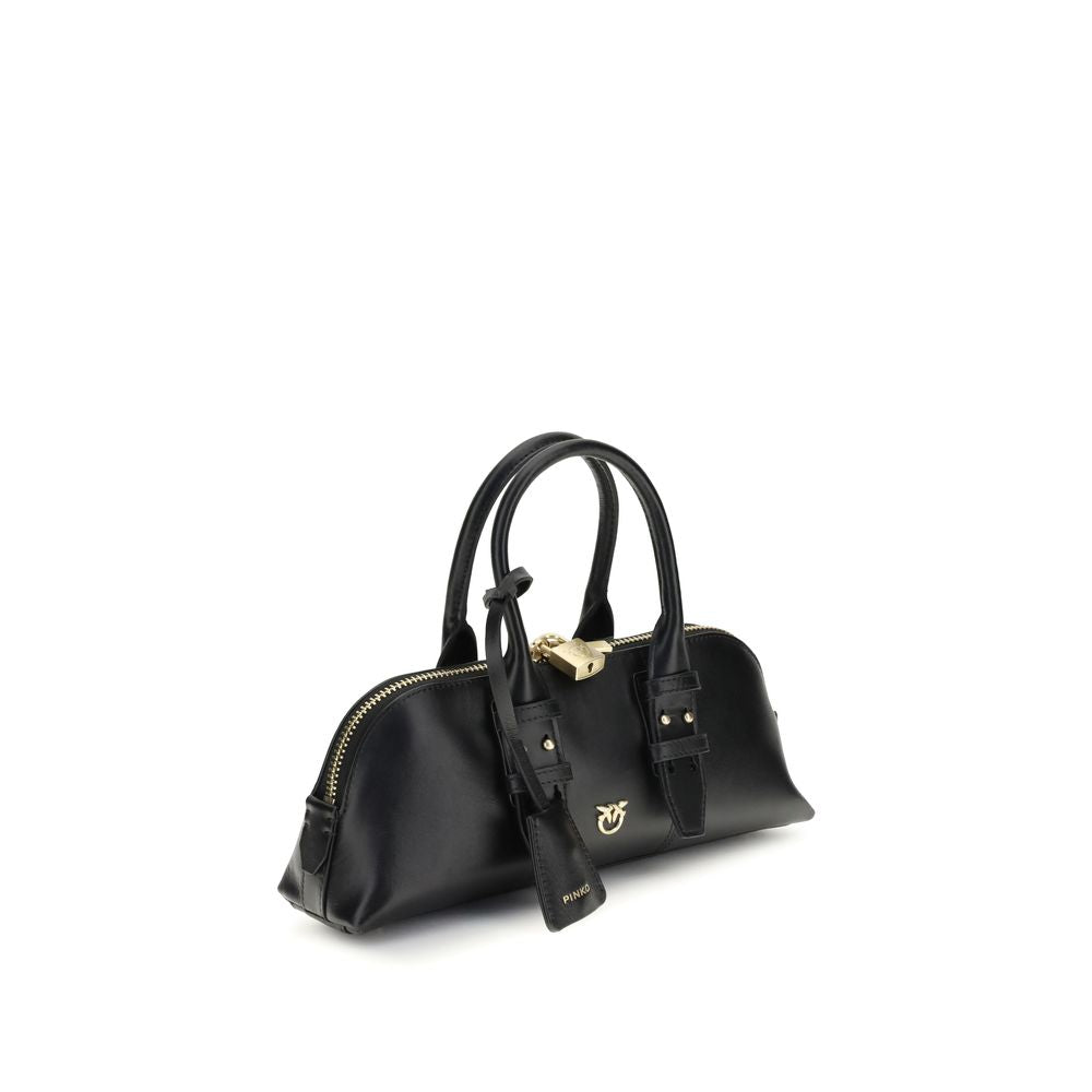 PINKO Black Leather Escape Baguette Handbag