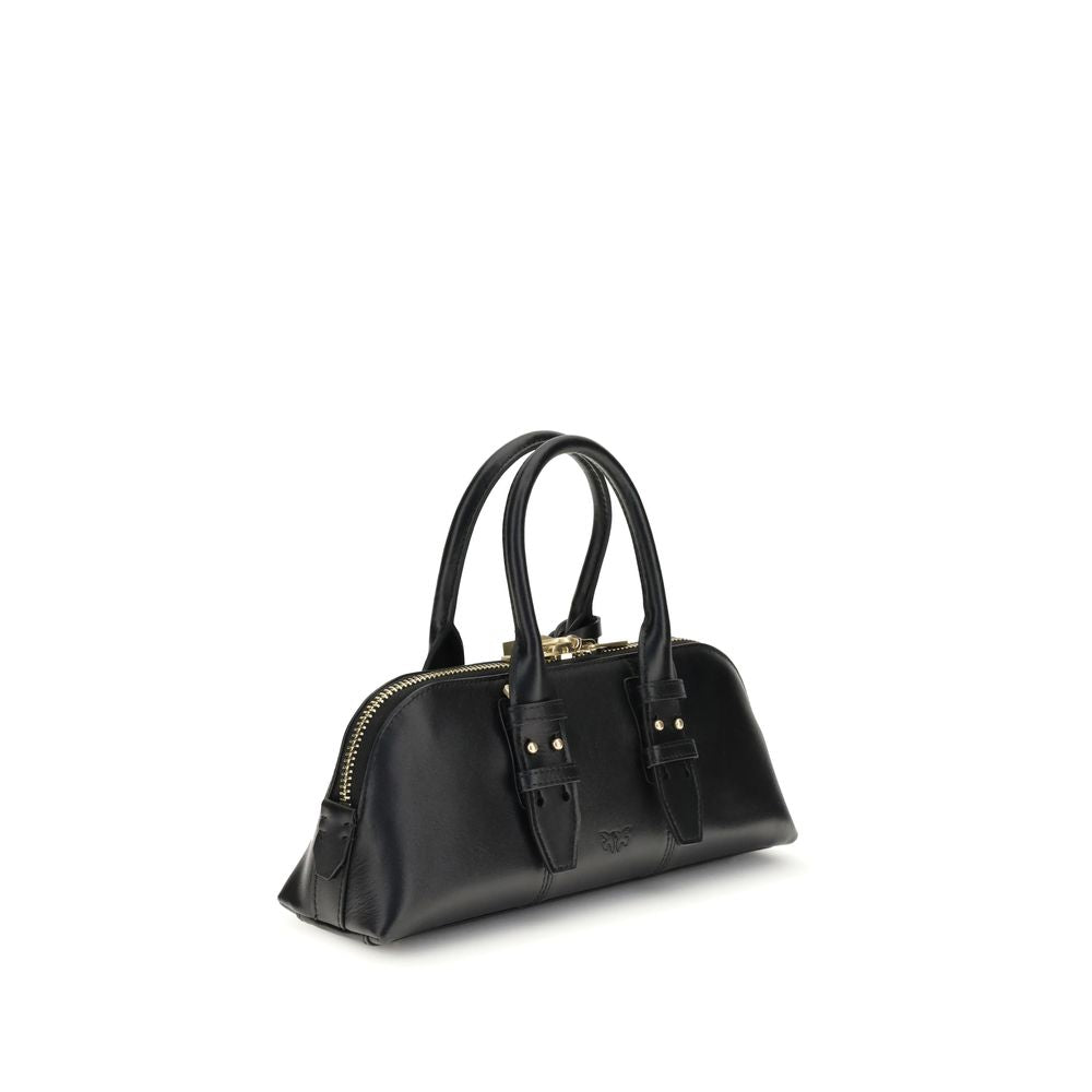 PINKO Black Leather Escape Baguette Handbag