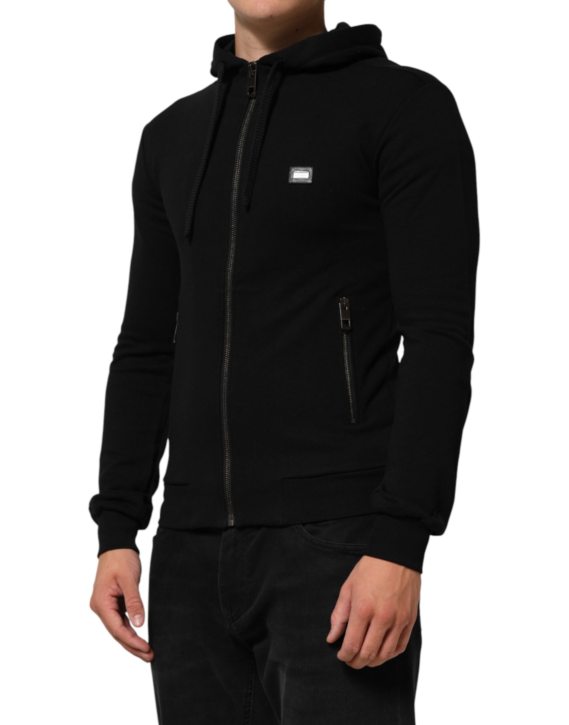 Dolce & Gabbana Black Cotton Hooded Sweatshirt for Men