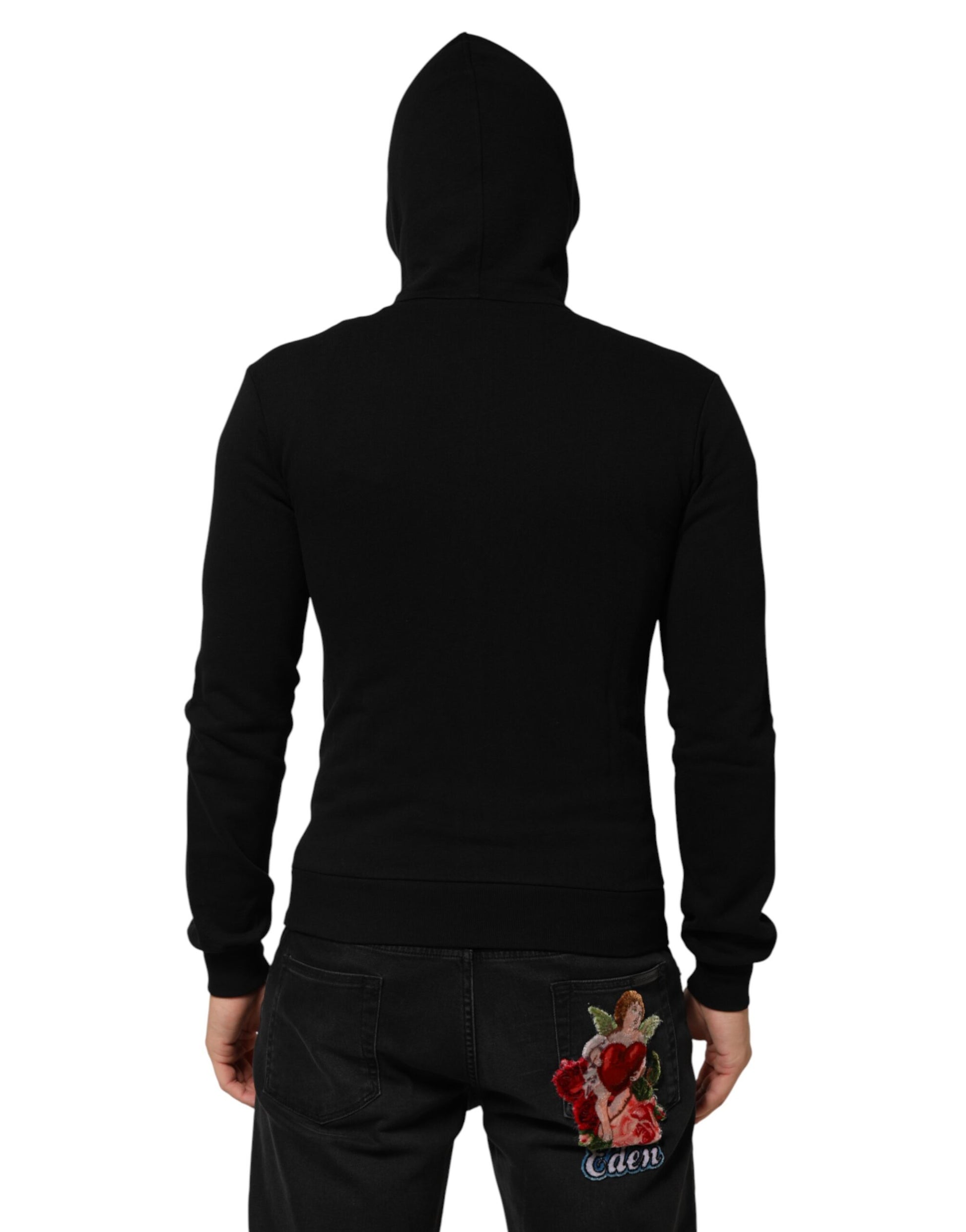 Dolce & Gabbana Black Cotton Hooded Sweatshirt for Men