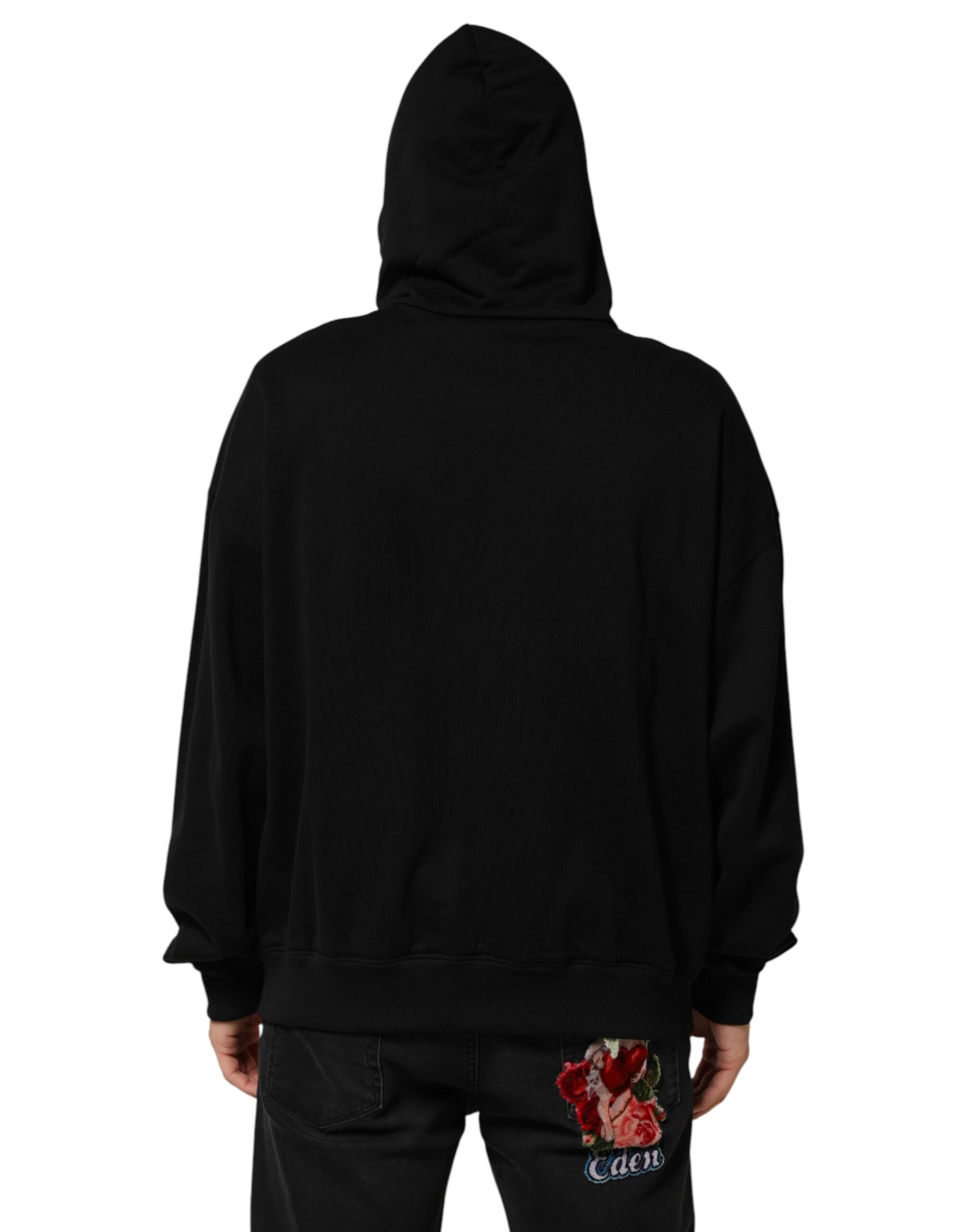 Dolce & Gabbana Black Printed Hooded Sweatshirt for Men