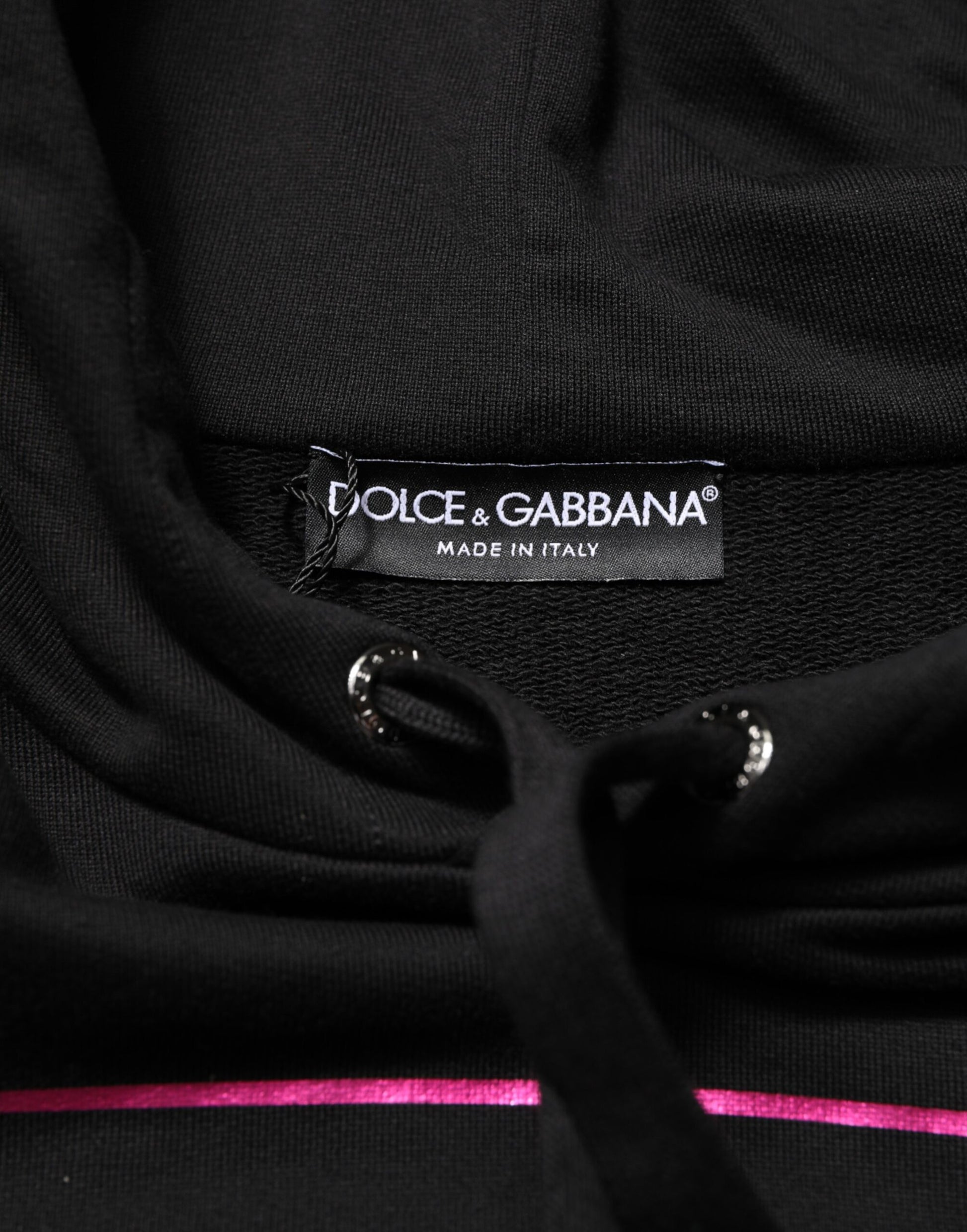 Dolce & Gabbana Black Printed Hooded Sweatshirt for Men