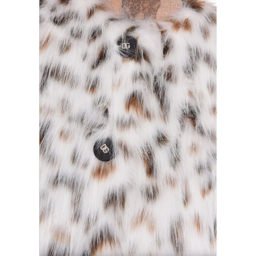 Dolce & Gabbana White Marabou Long Coat