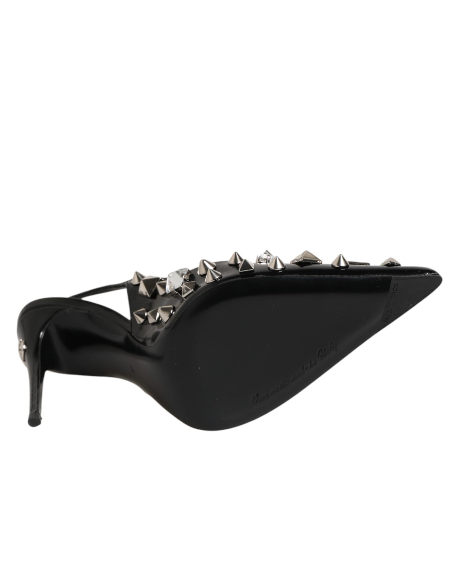 Dolce & Gabbana Black Studded Leather Slingback Heels