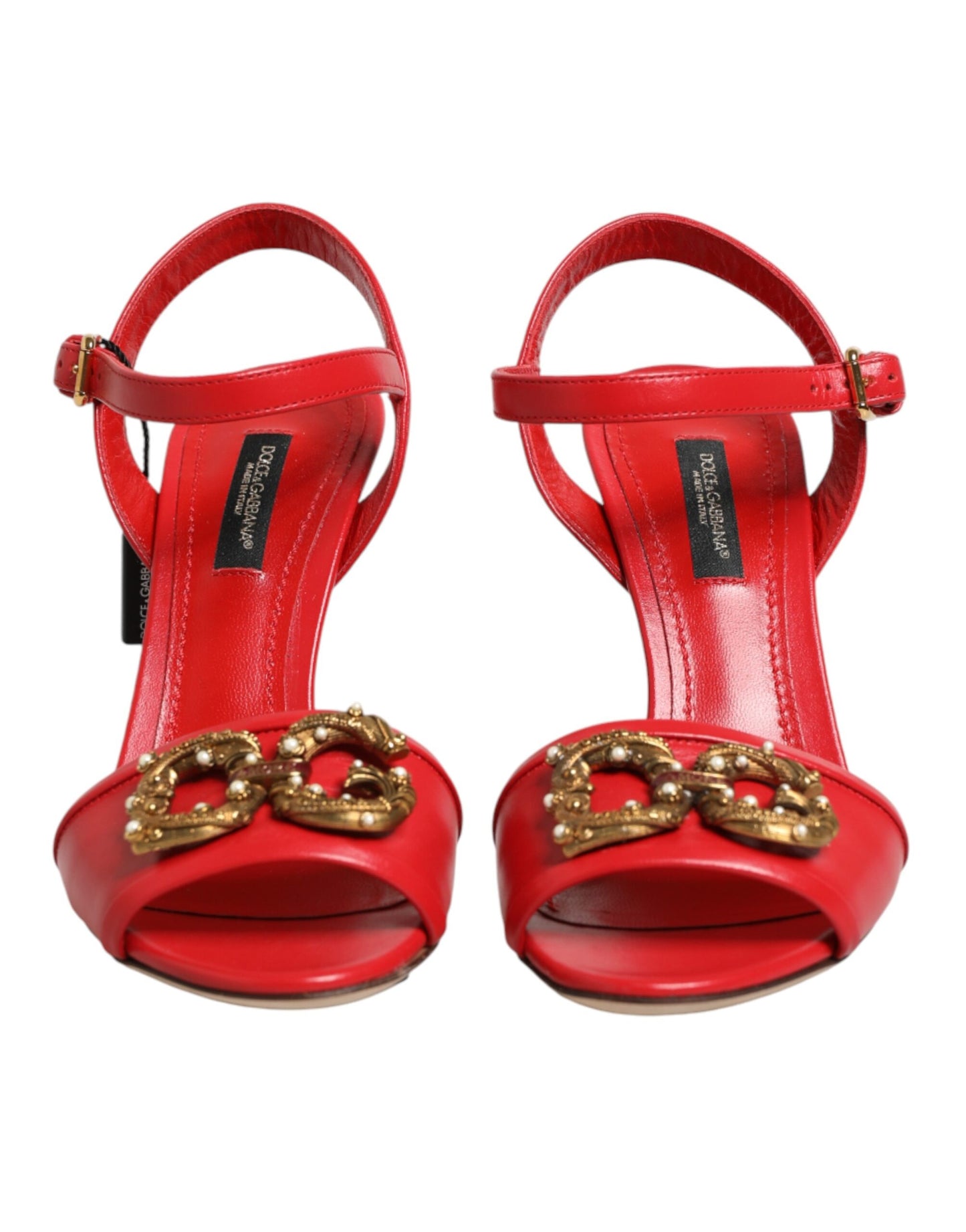 Dolce & Gabbana Red Leather DG AMORE Heels Sandals