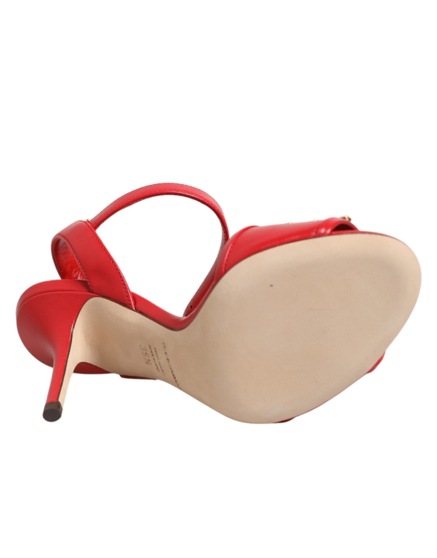 Dolce & Gabbana Red Leather DG AMORE Heels Sandals