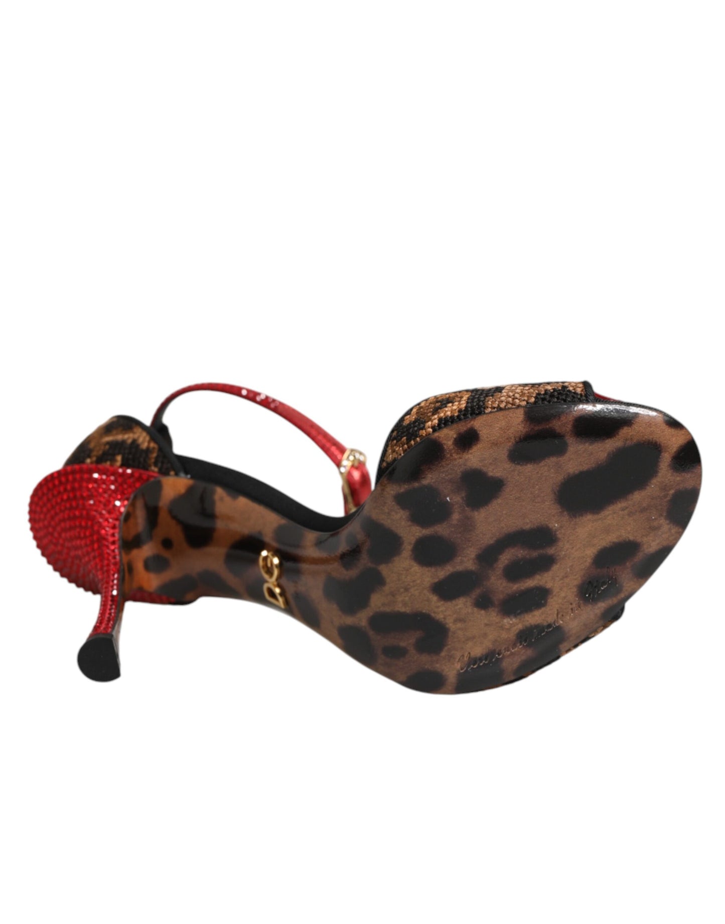 Dolce & Gabbana Brown Leopard Crystal Roses Sandals