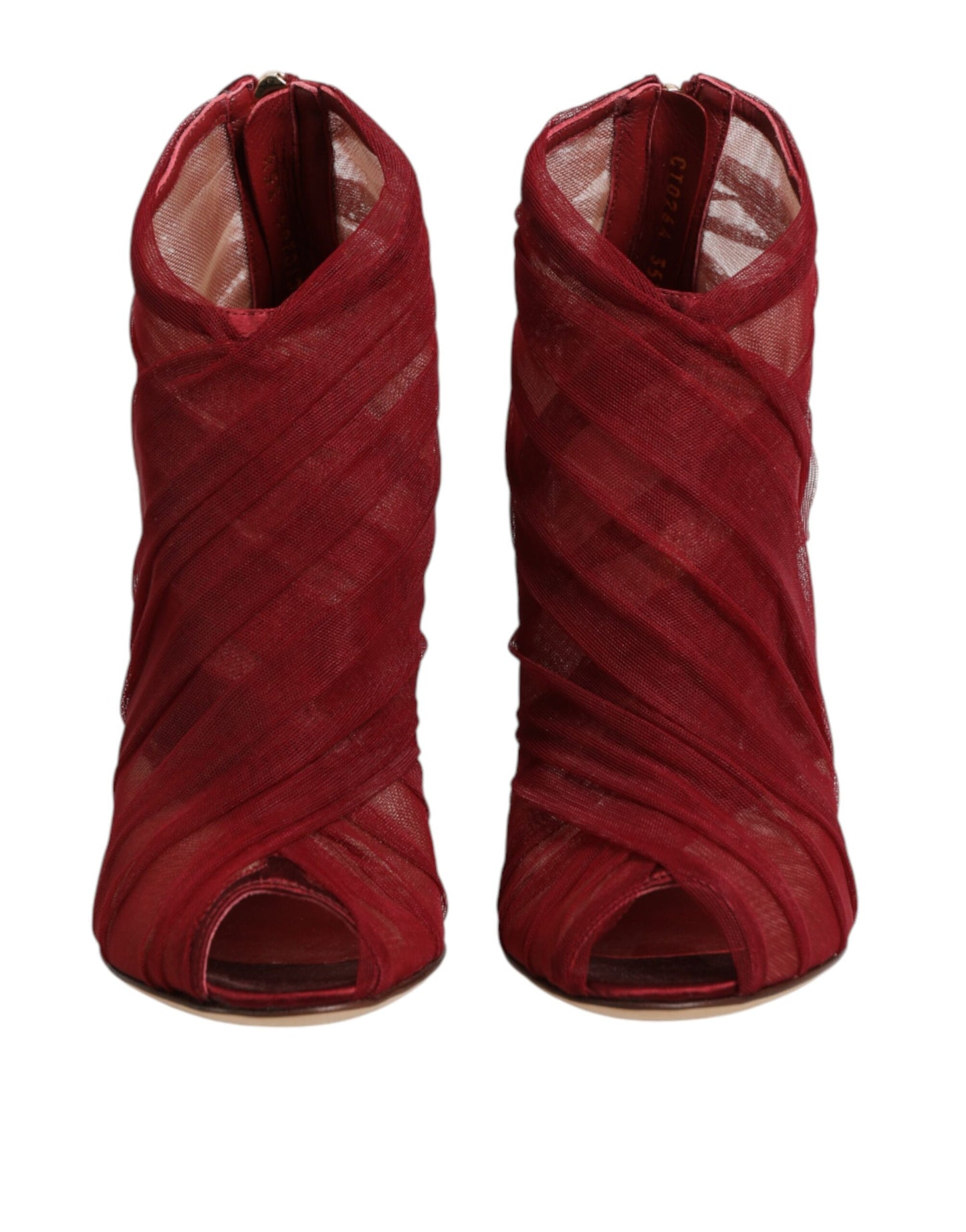Dolce & Gabbana Red Tulle Ankle Boots Stiletto Heels