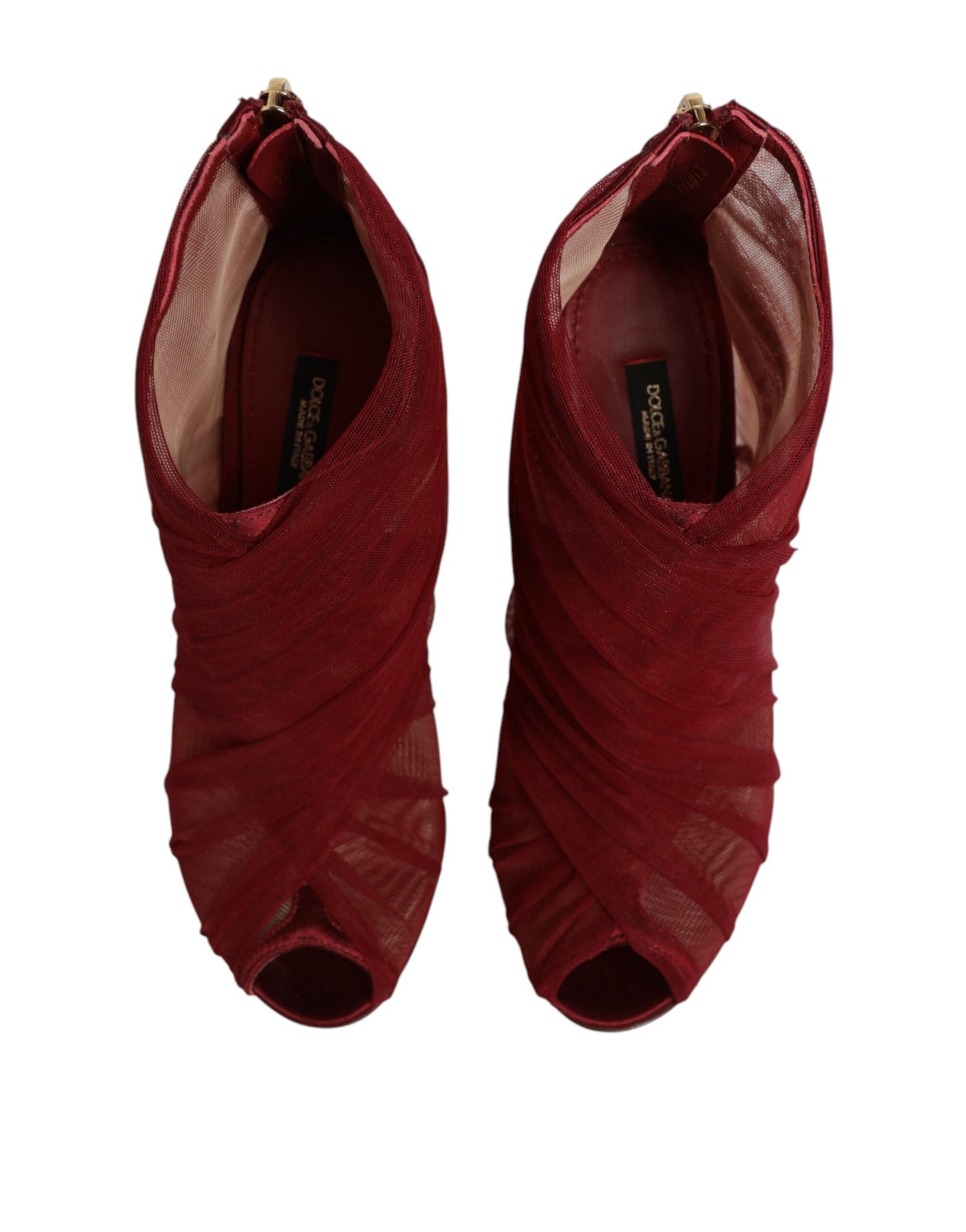 Dolce & Gabbana Red Tulle Ankle Boots Stiletto Heels
