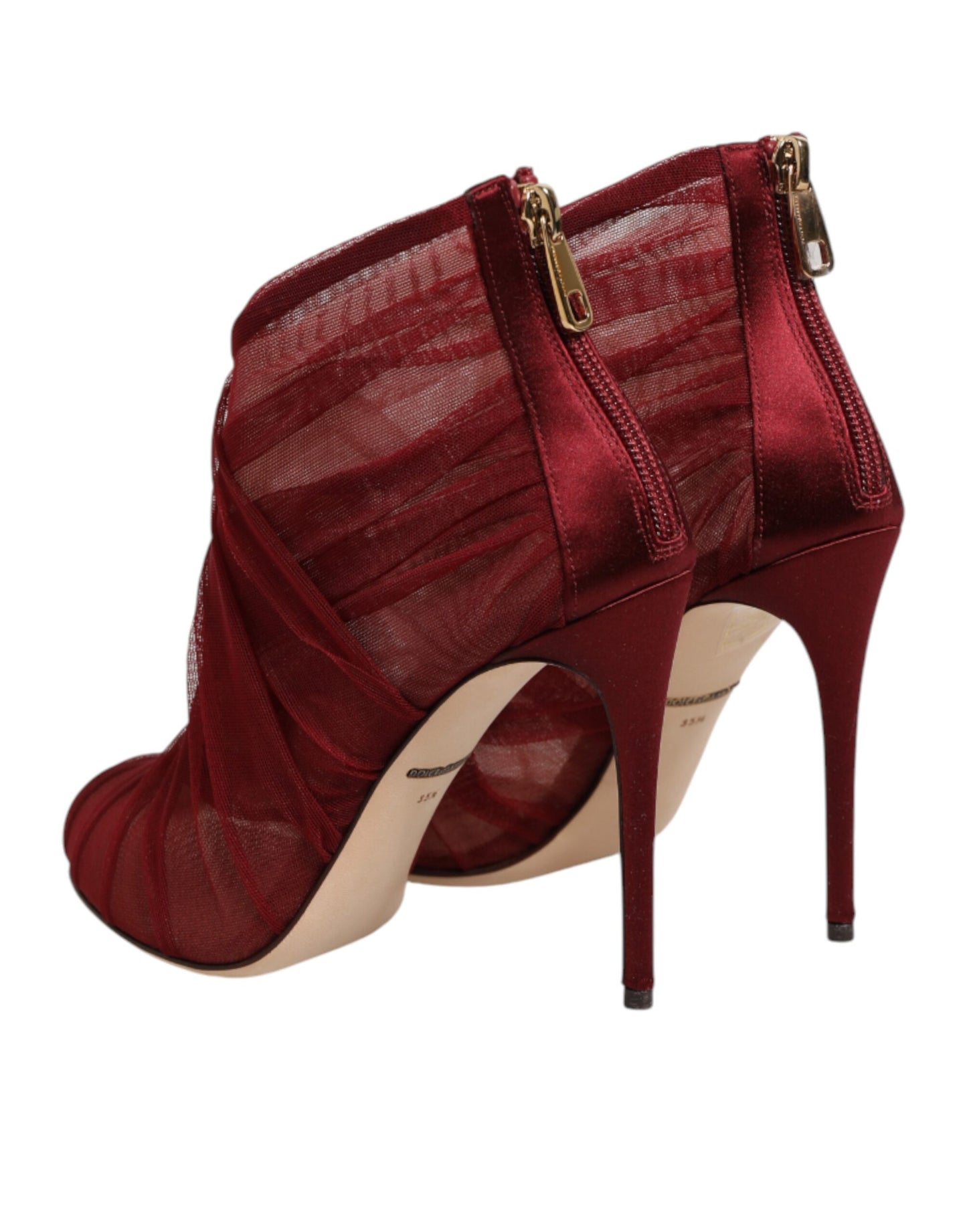 Dolce & Gabbana Red Tulle Ankle Boots Stiletto Heels