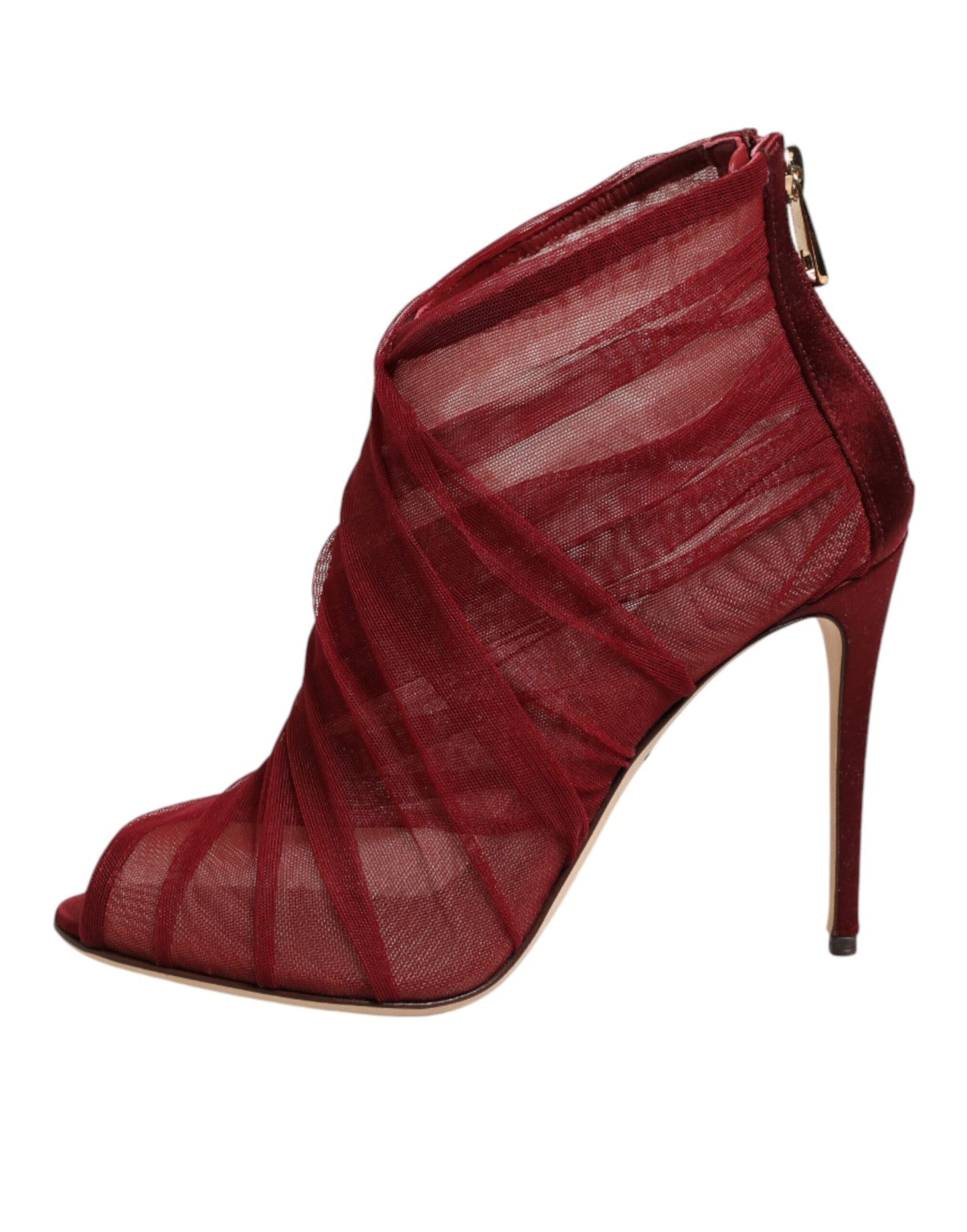 Dolce & Gabbana Red Tulle Ankle Boots Stiletto Heels