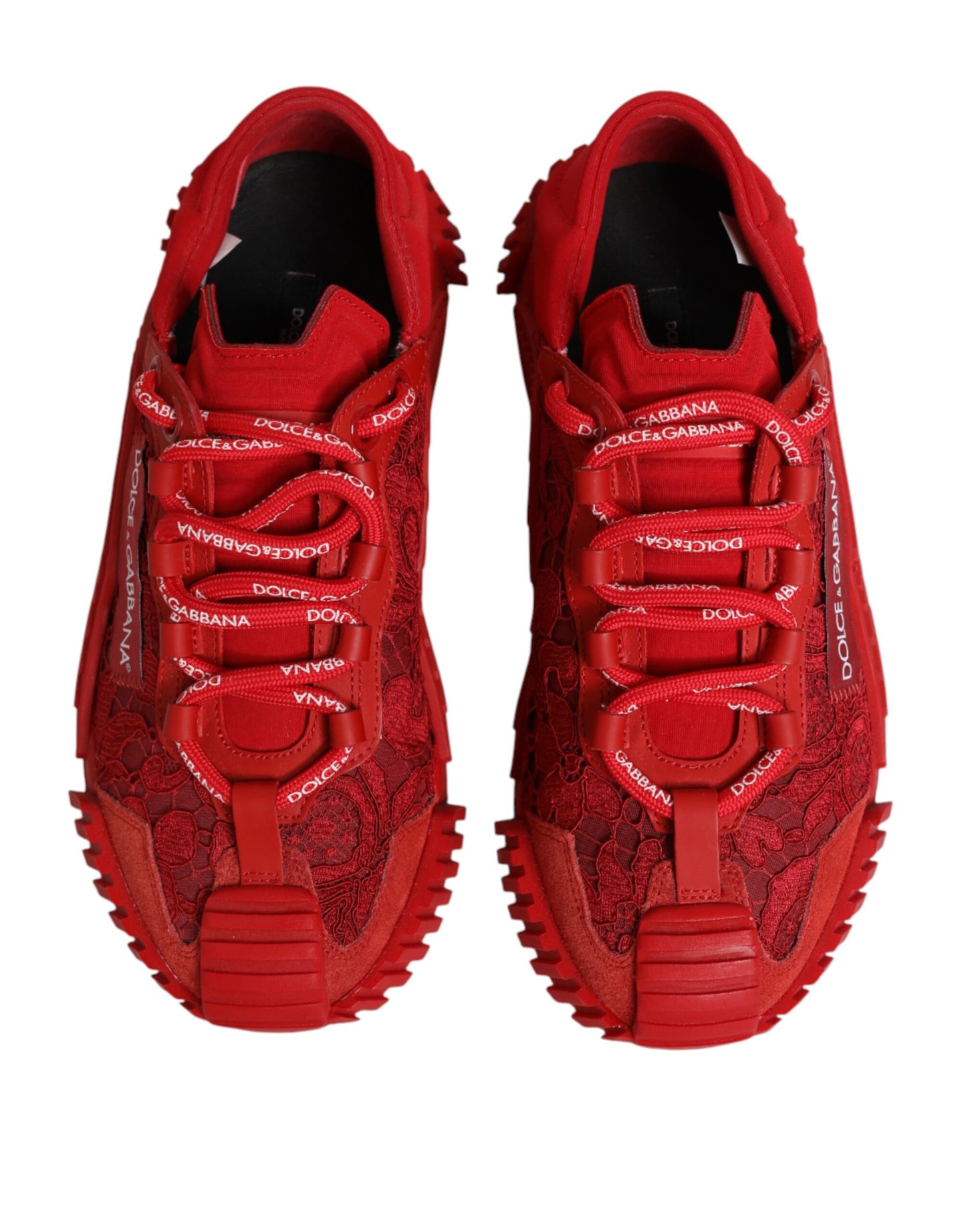 Dolce & Gabbana Red Logo Lace Low Top NS1 Sneakers
