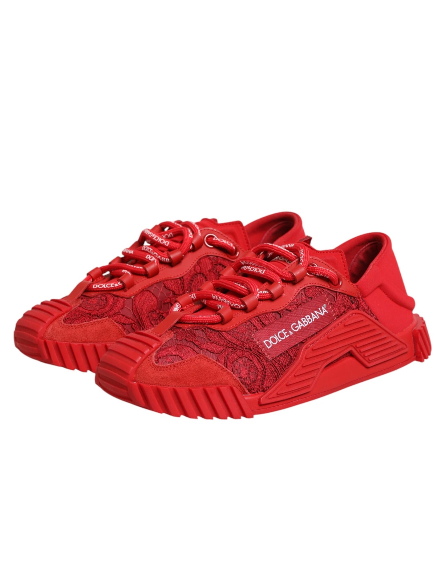 Dolce & Gabbana Red Logo Lace Low Top NS1 Sneakers