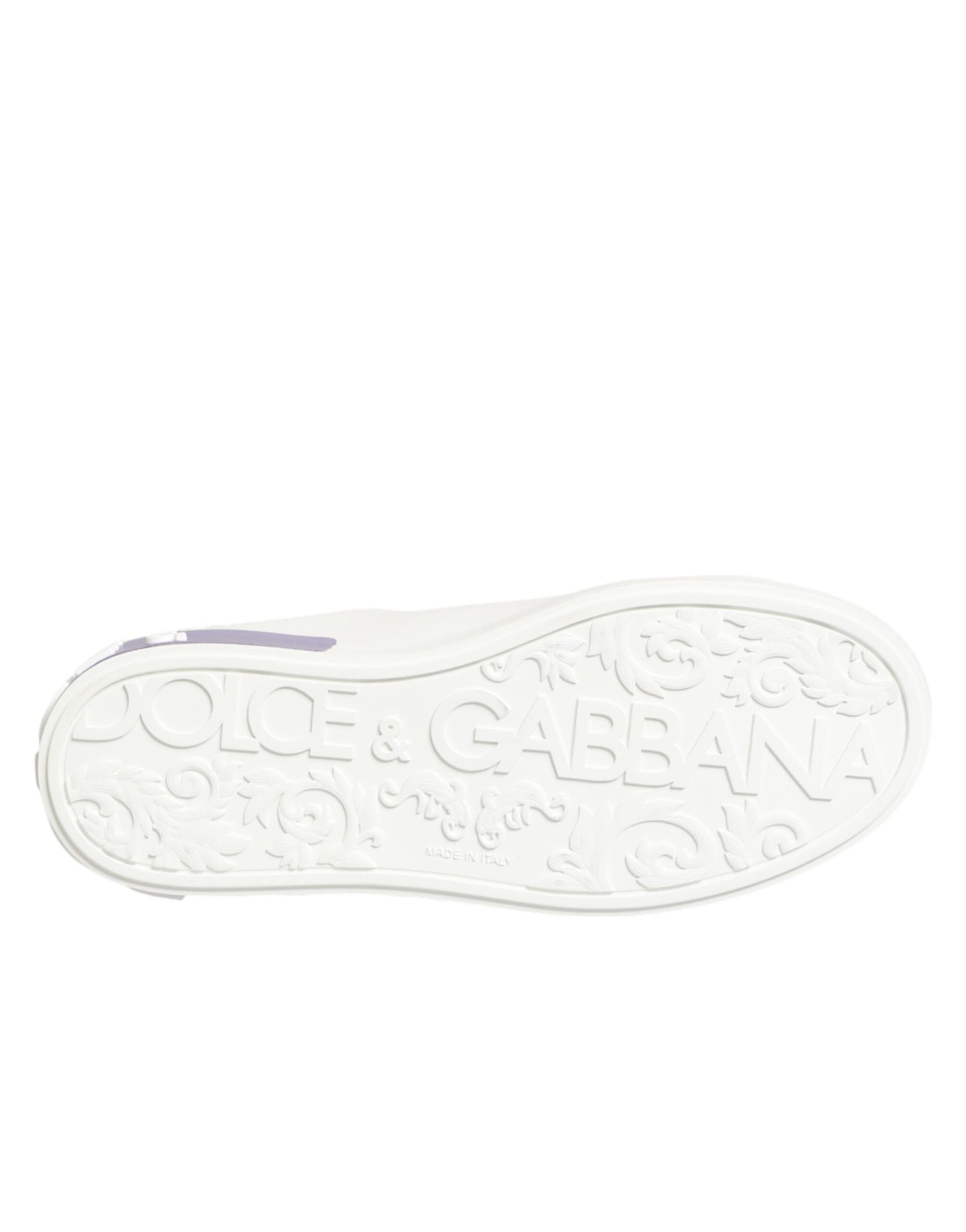 Dolce & Gabbana White Purple Leather Casual Sneakers