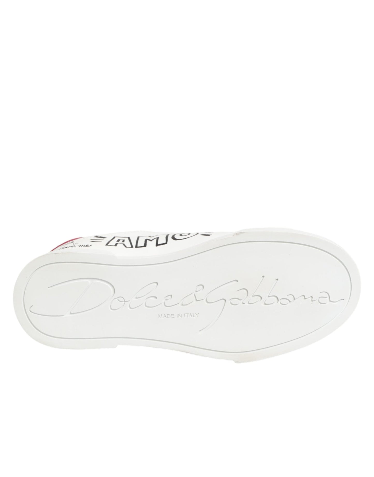 Dolce & Gabbana White Leather Graffiti Low Top Sneakers