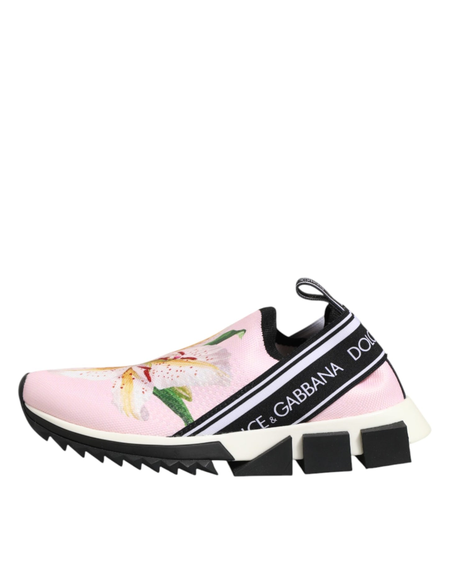 Dolce & Gabbana Pink Floral Sorrento Low Top Sneakers
