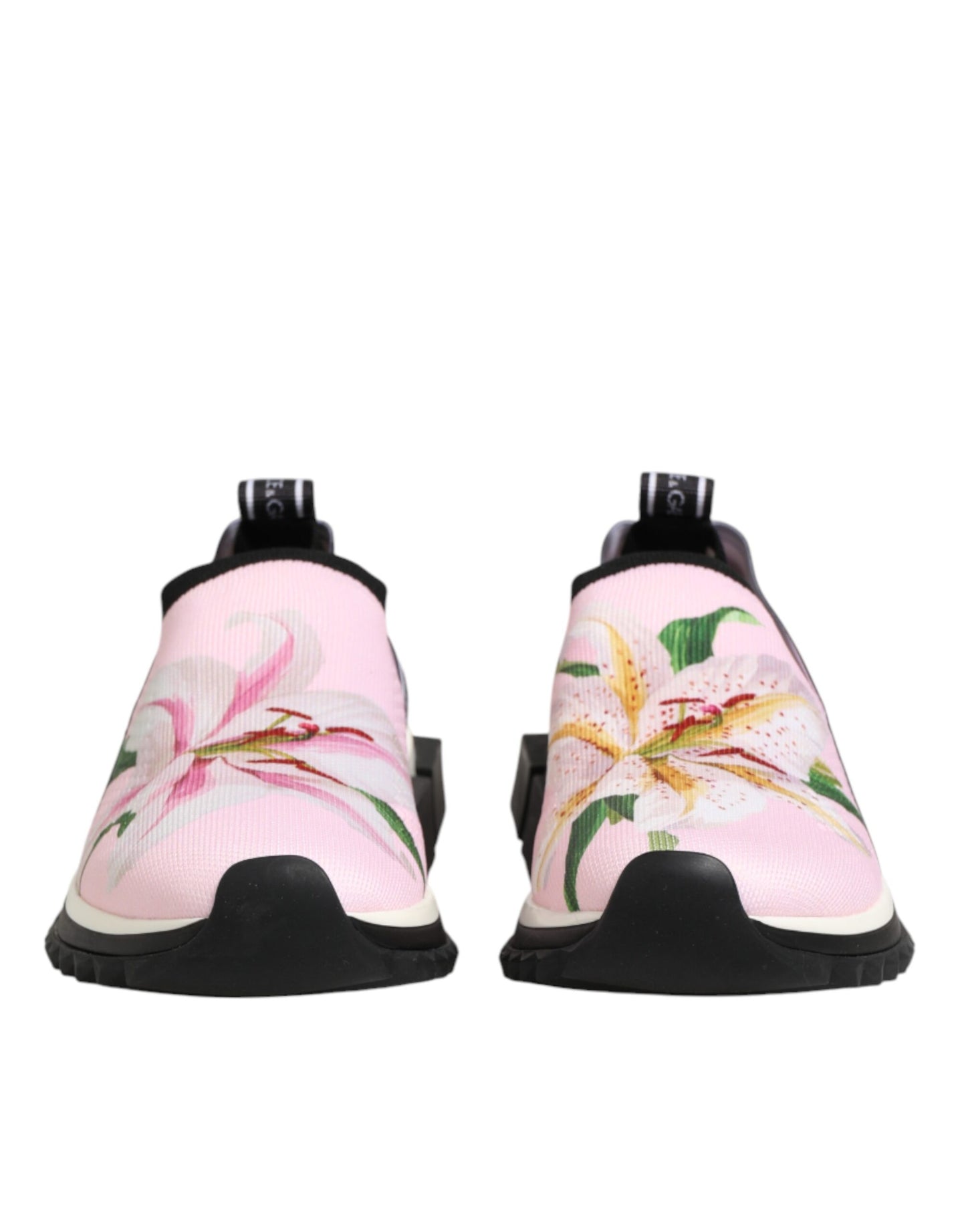 Dolce & Gabbana Pink Floral Sorrento Low Top Sneakers