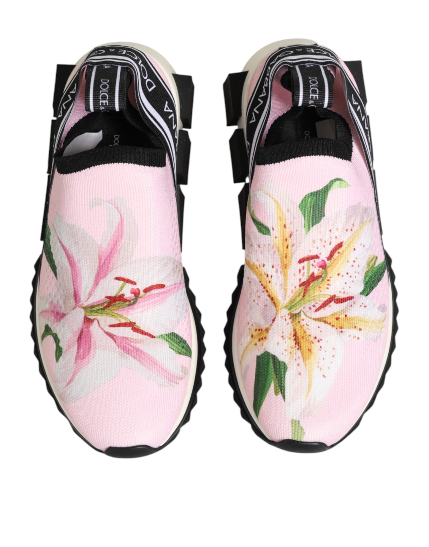 Dolce & Gabbana Pink Floral Sorrento Low Top Sneakers