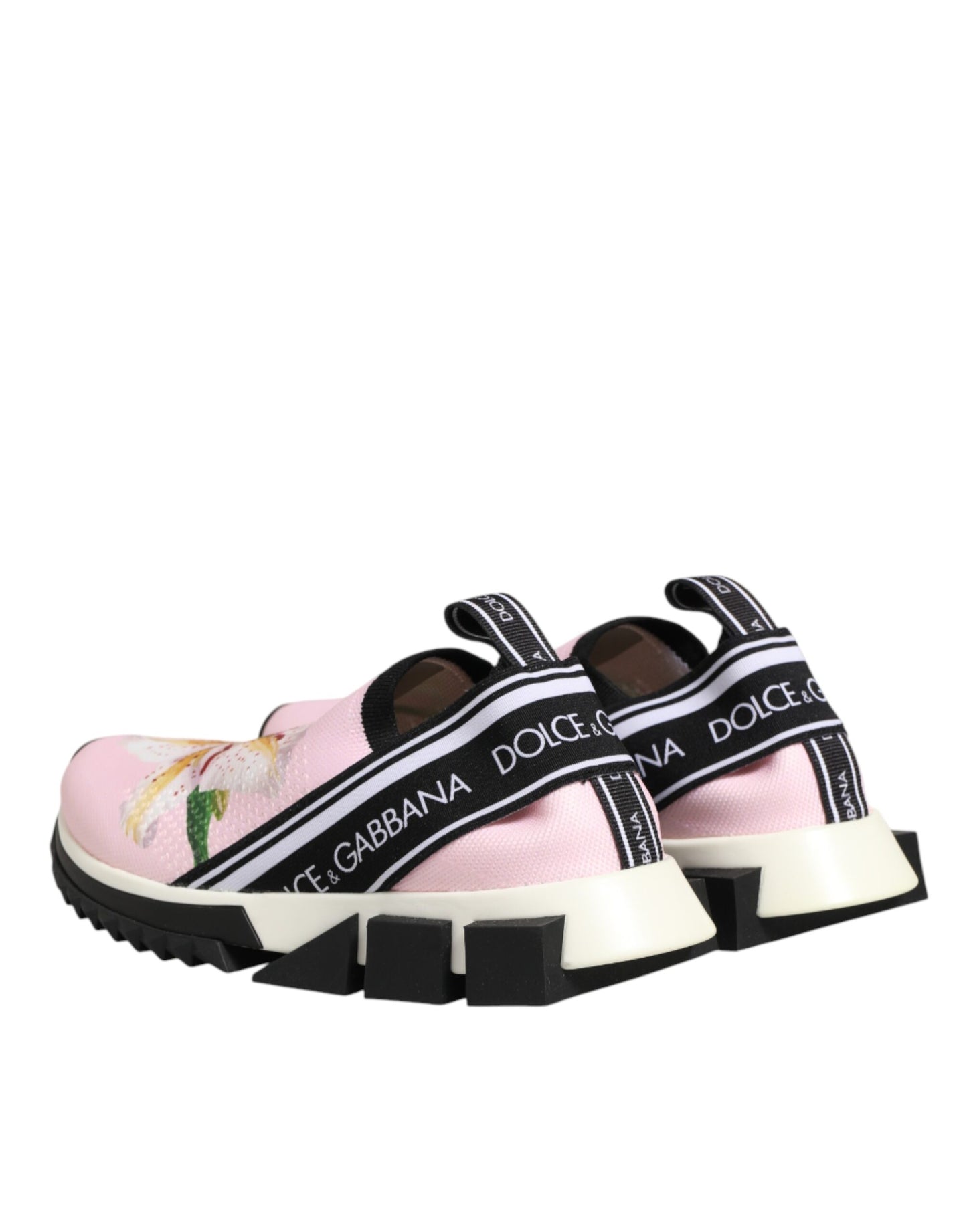 Dolce & Gabbana Pink Floral Sorrento Low Top Sneakers