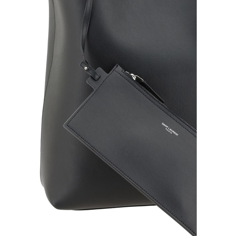Saint Laurent Leather Tote Bag with Pouch