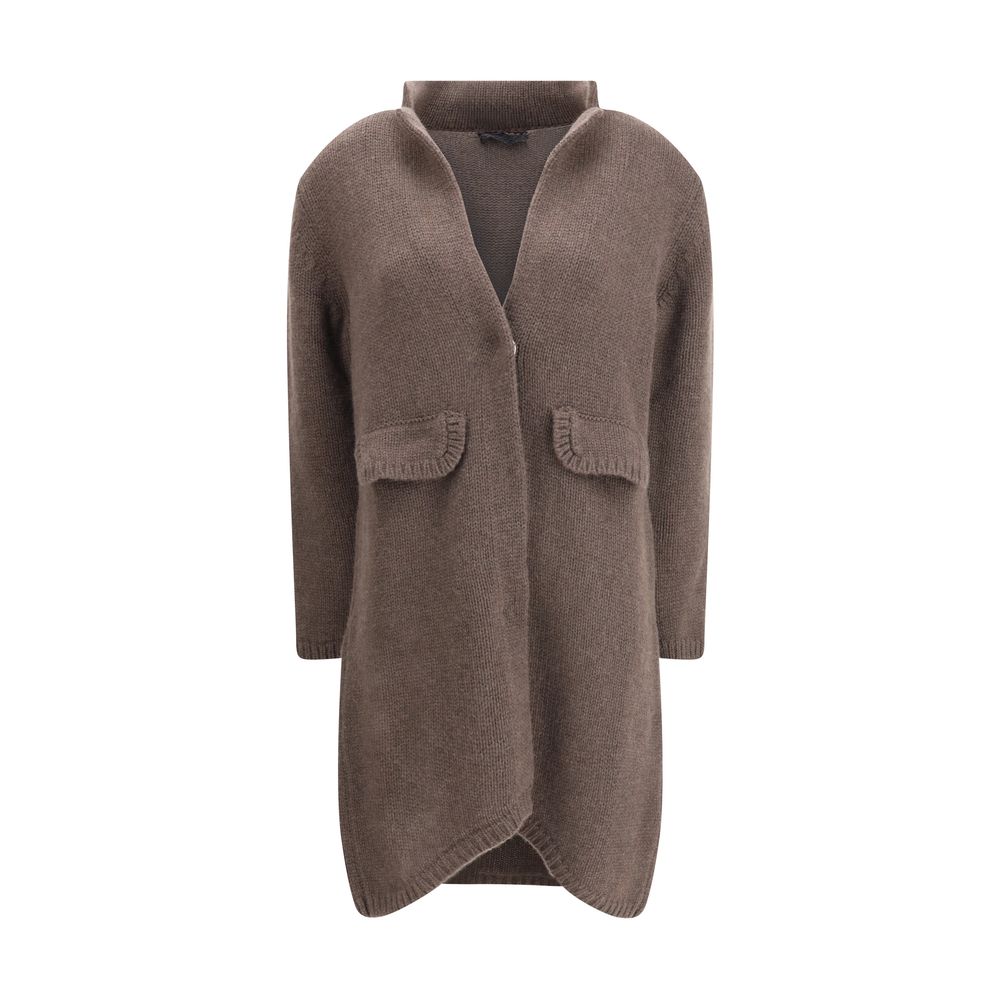 Ella Semi-long Sweater with Front Hook-and-Eye Closure