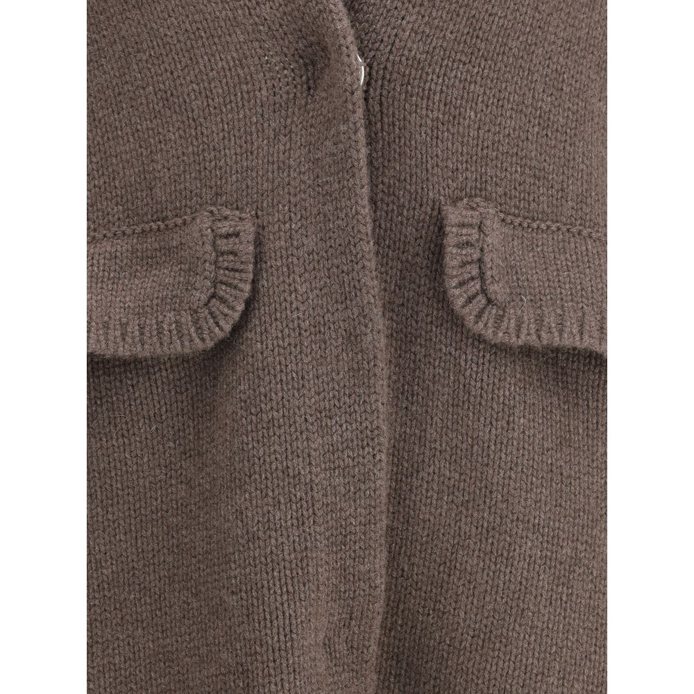 Ella Semi-long Sweater with Front Hook-and-Eye Closure