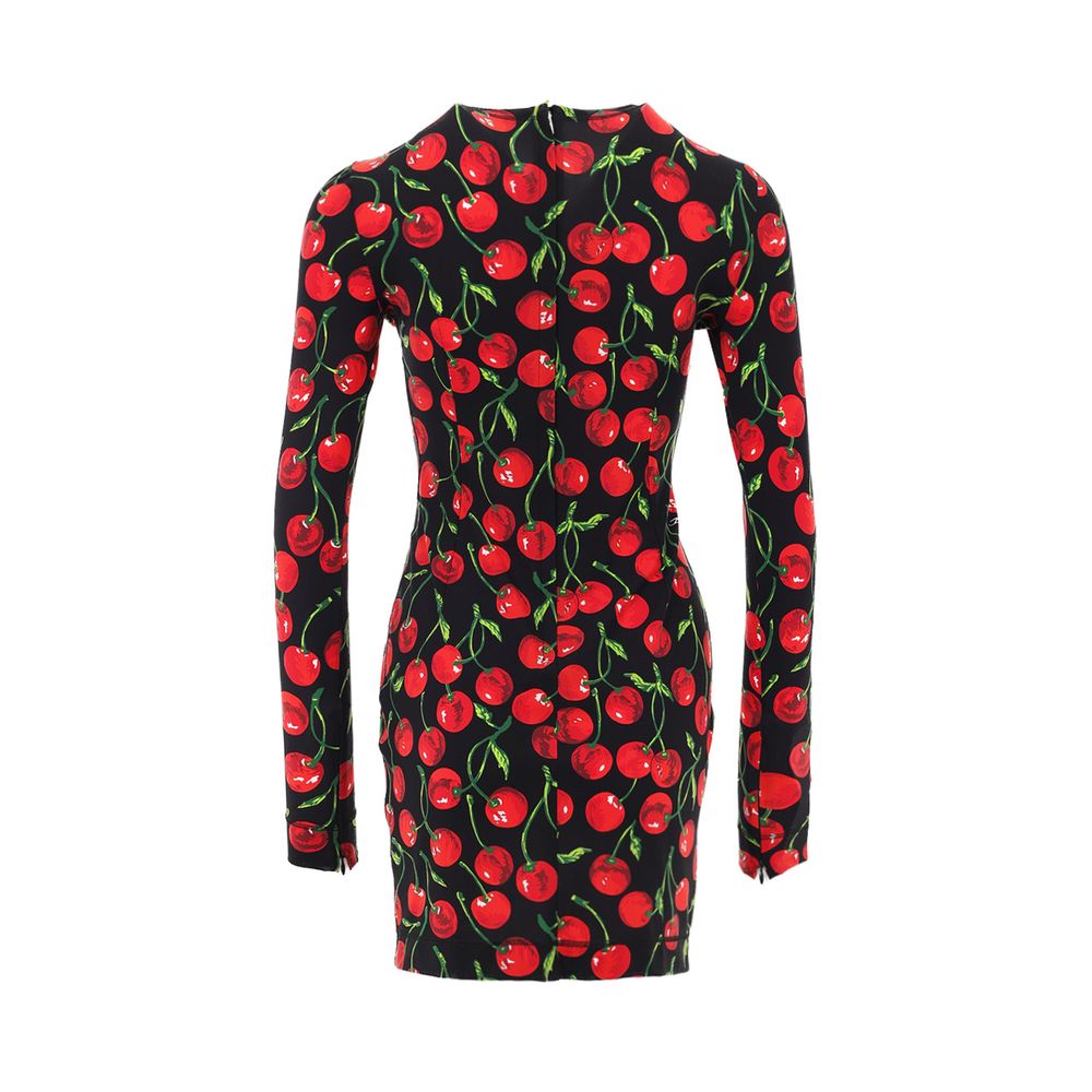 Dolce & Gabbana Cherry Print Stretch Fabric Mini Dress