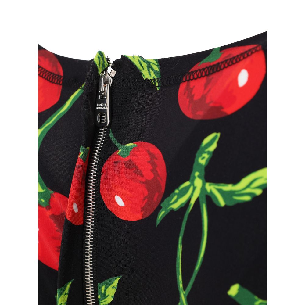 Dolce & Gabbana Cherry Print Stretch Fabric Mini Dress