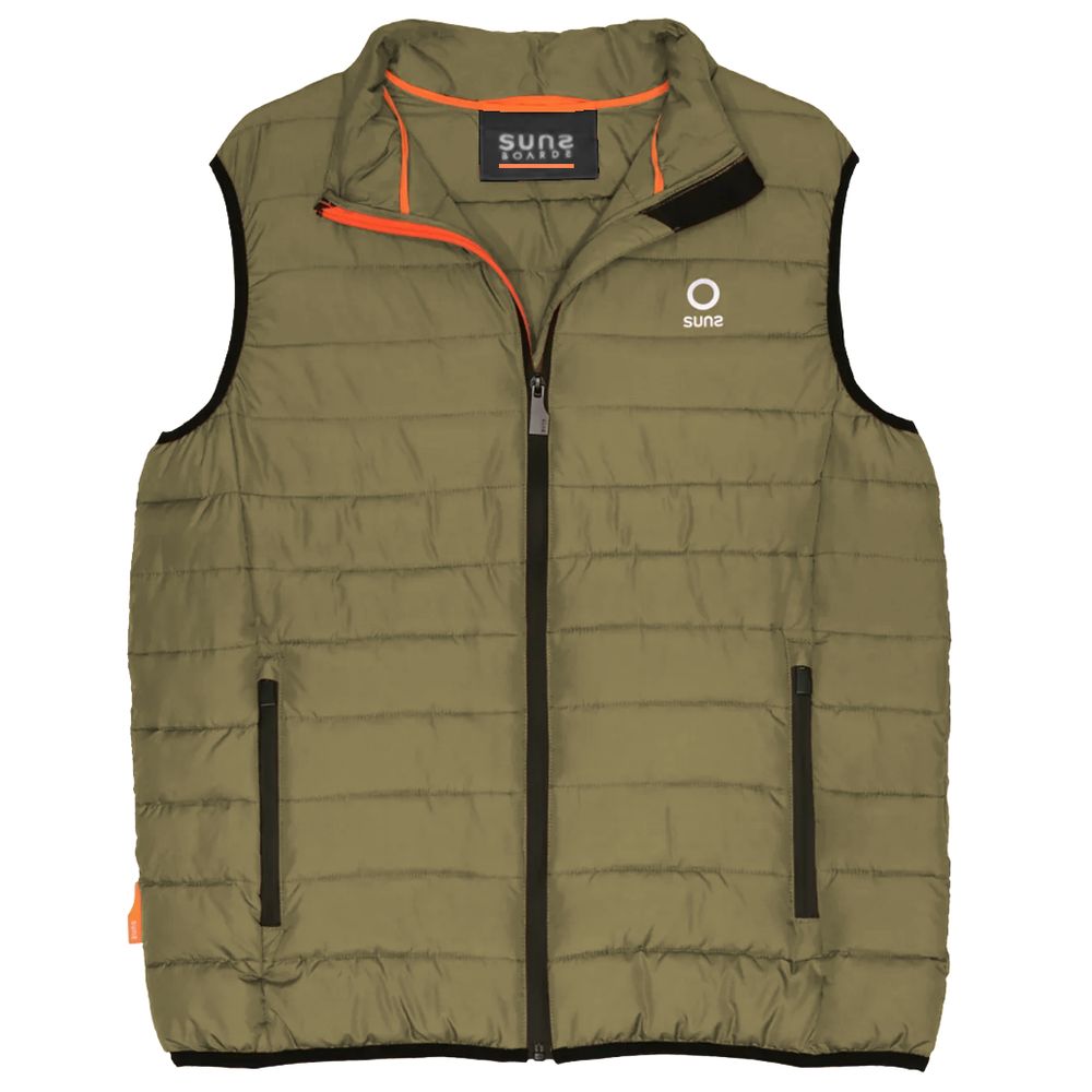 Suns Green Polyester Sleeveless Jacket