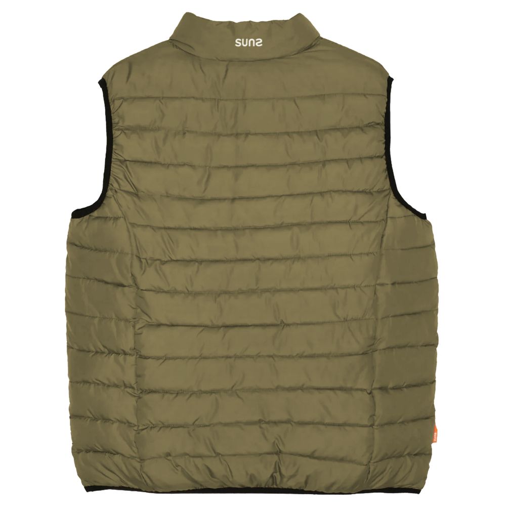 Suns Green Polyester Sleeveless Jacket