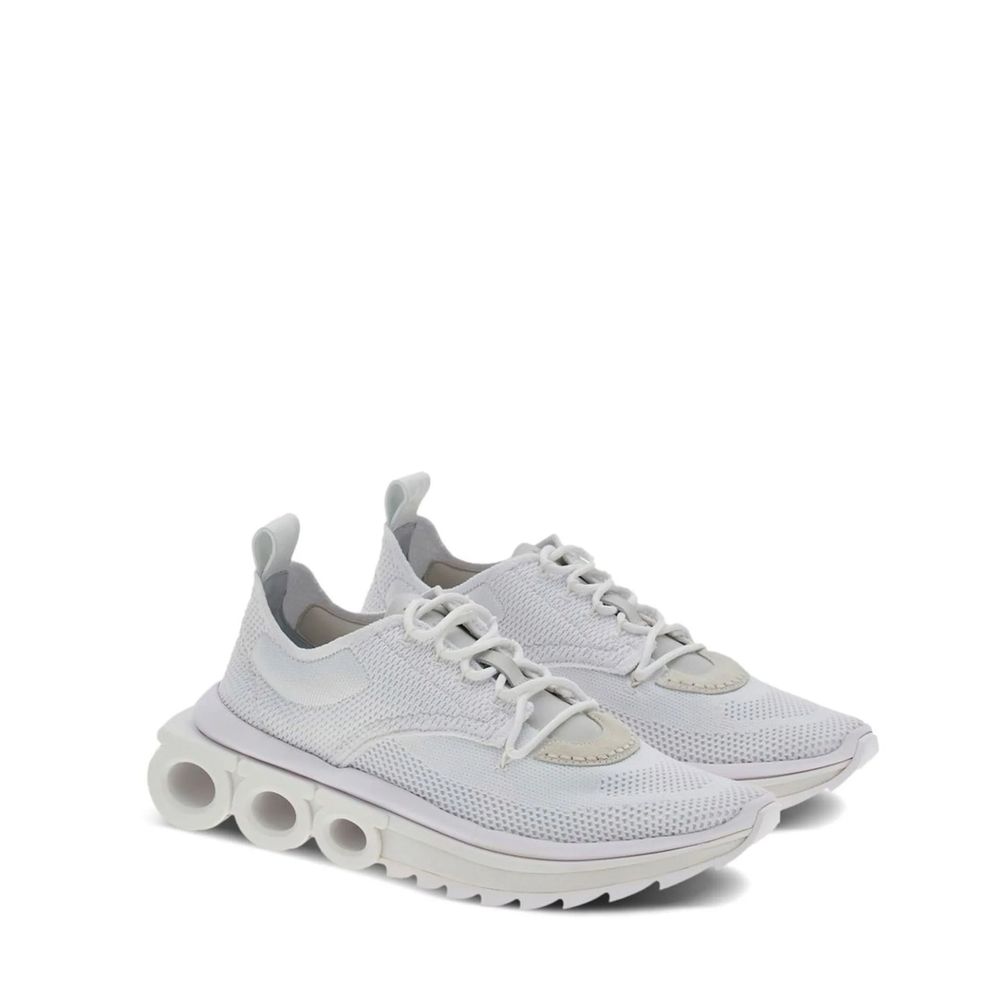 Salvatore Ferragamo White Knit Running Sneakers