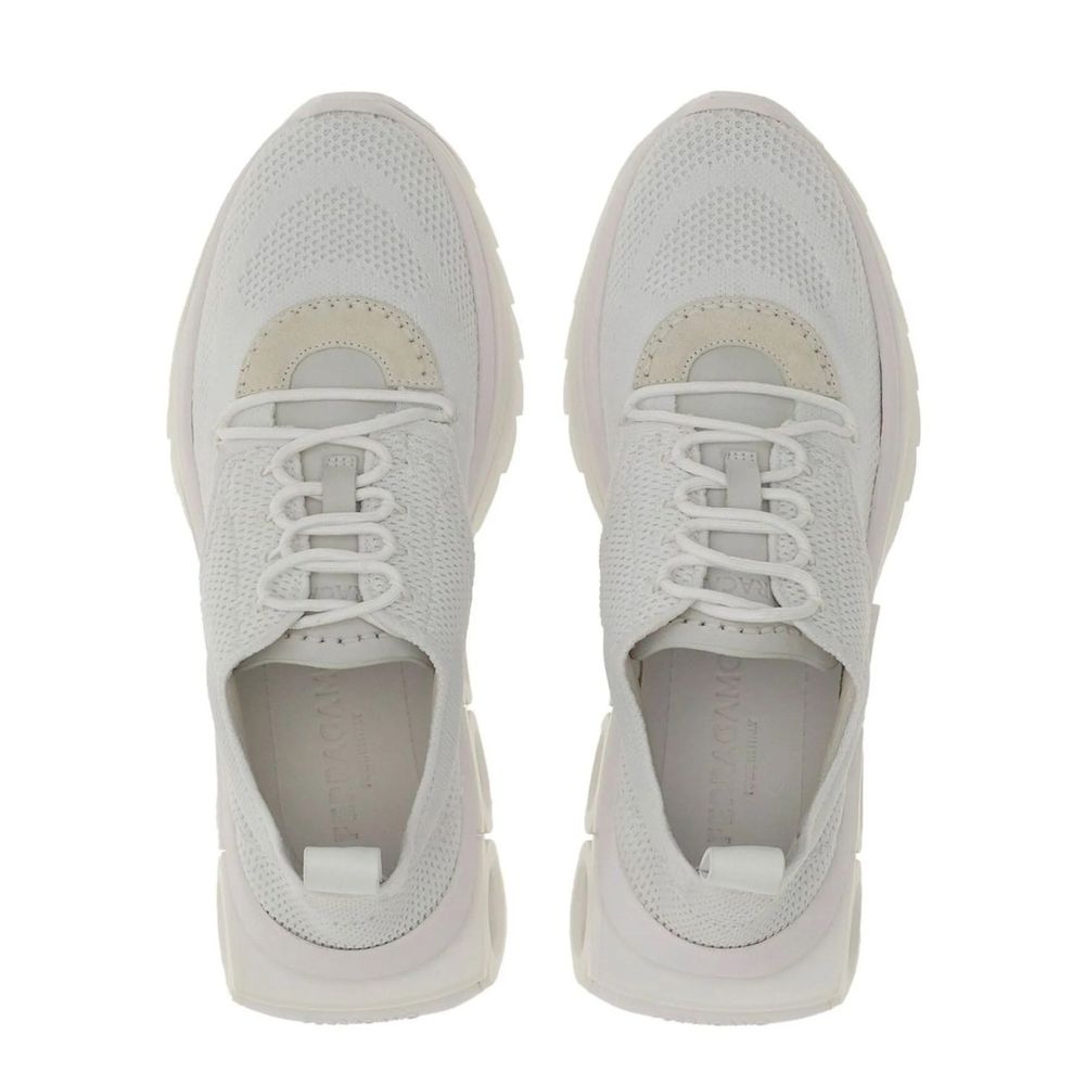 Salvatore Ferragamo White Knit Running Sneakers