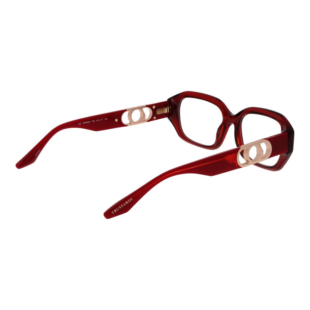 Trussardi Red Women’s Optical Glasses – Rectangle Full-Rim Frame