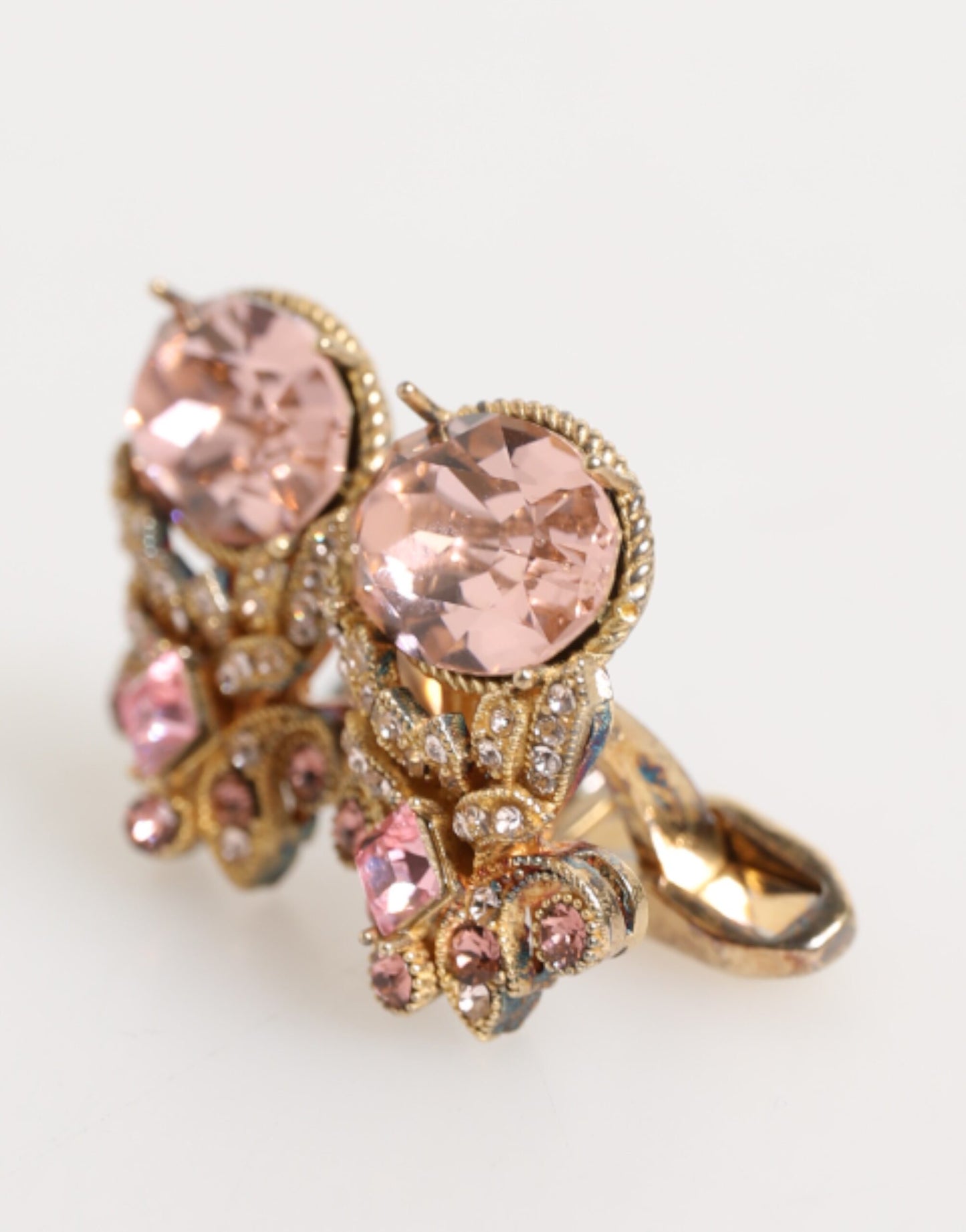 Dolce & Gabbana Gold Tone 925 Sterling Silver Crystal Cufflinks