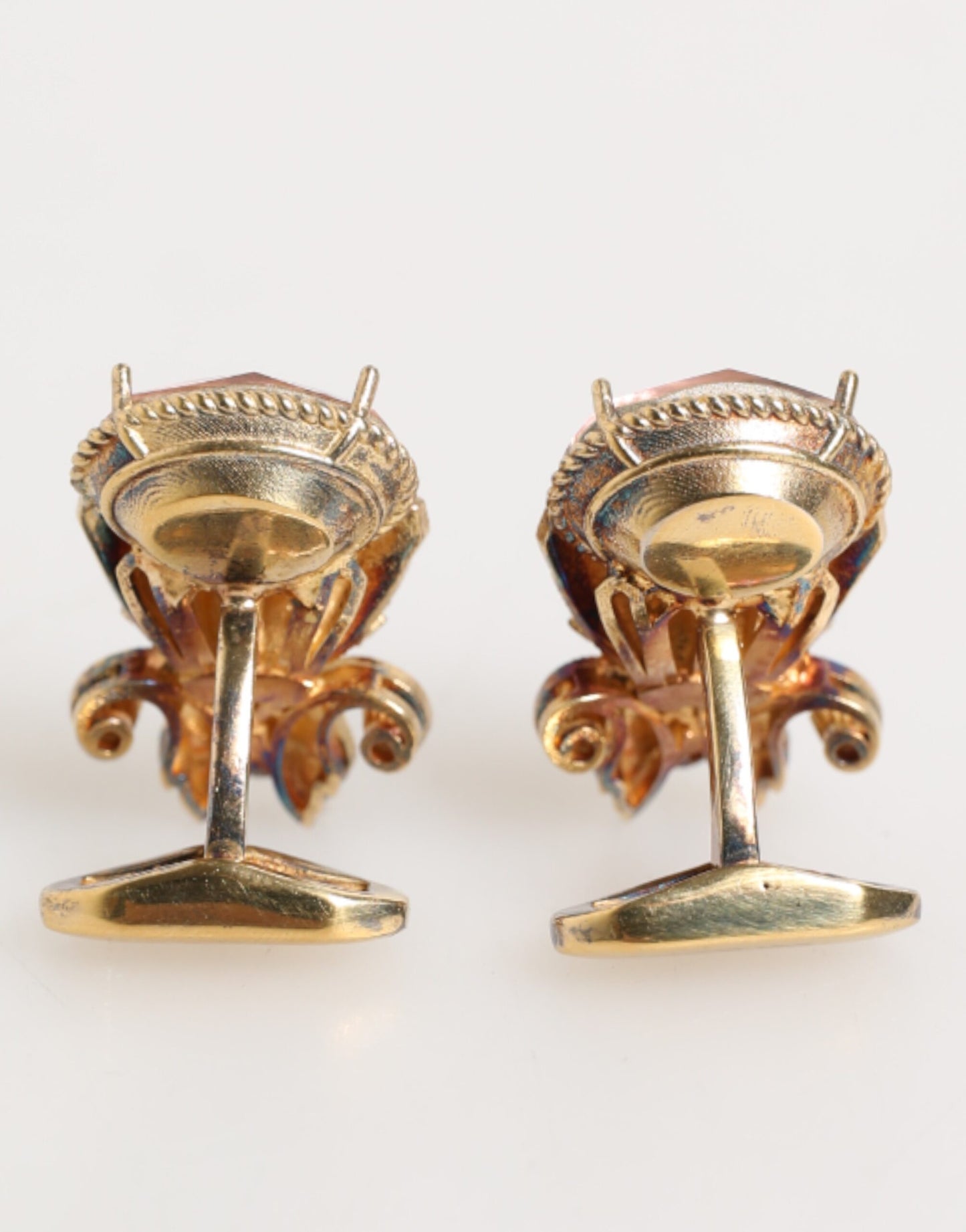 Dolce & Gabbana Gold Tone 925 Sterling Silver Crystal Cufflinks